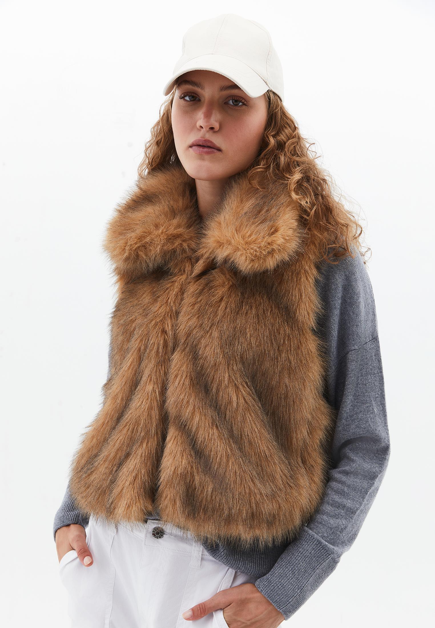 V Neck Faux Fur Vest - LARK