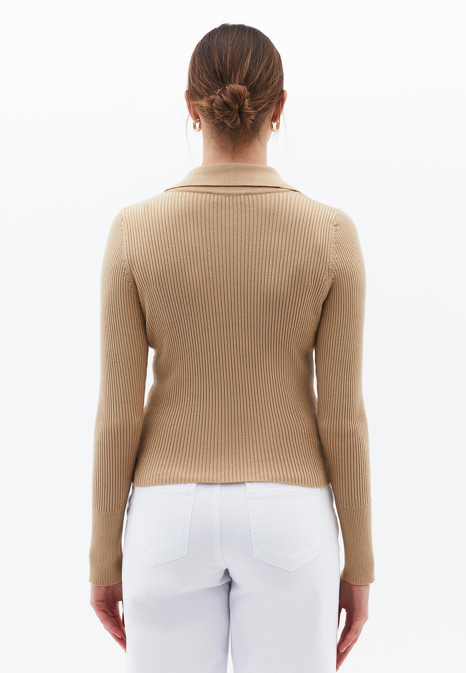 Polo Collar Raglan Sleeve Long Sleeve Sweater - LARK