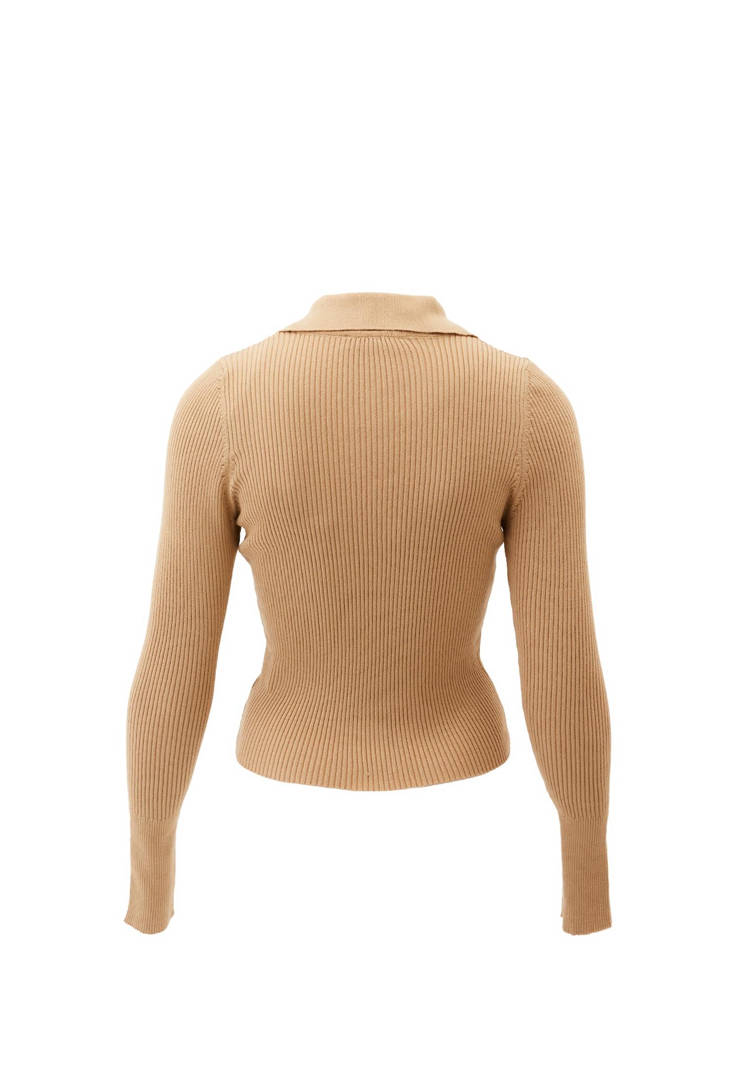 Polo Collar Raglan Sleeve Long Sleeve Sweater - LARK