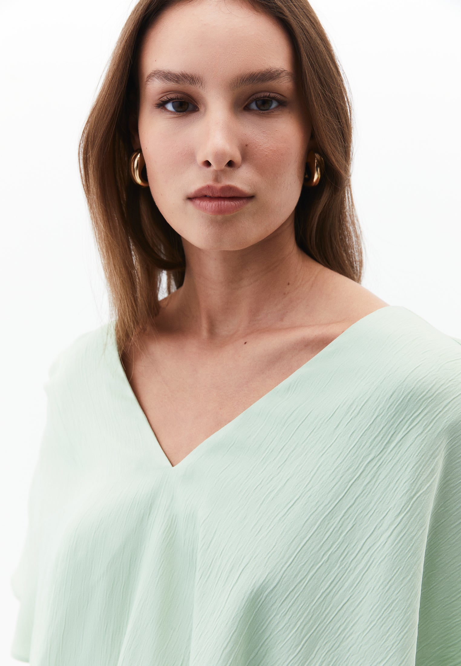 V Neck Long Dress - LAUREL GREEN