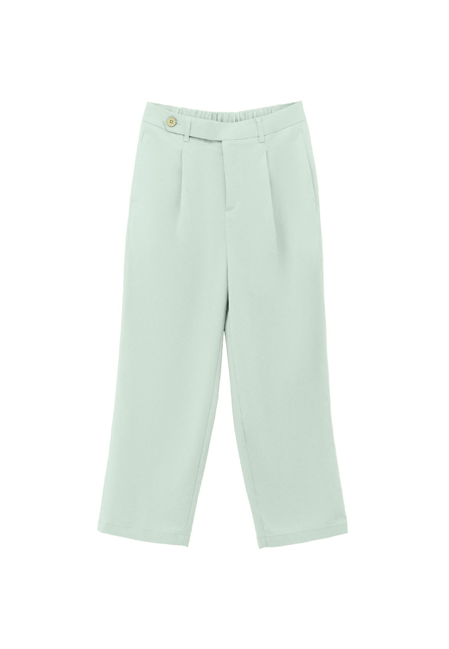 Pleated Straight Leg Pants - LAUREL GREEN
