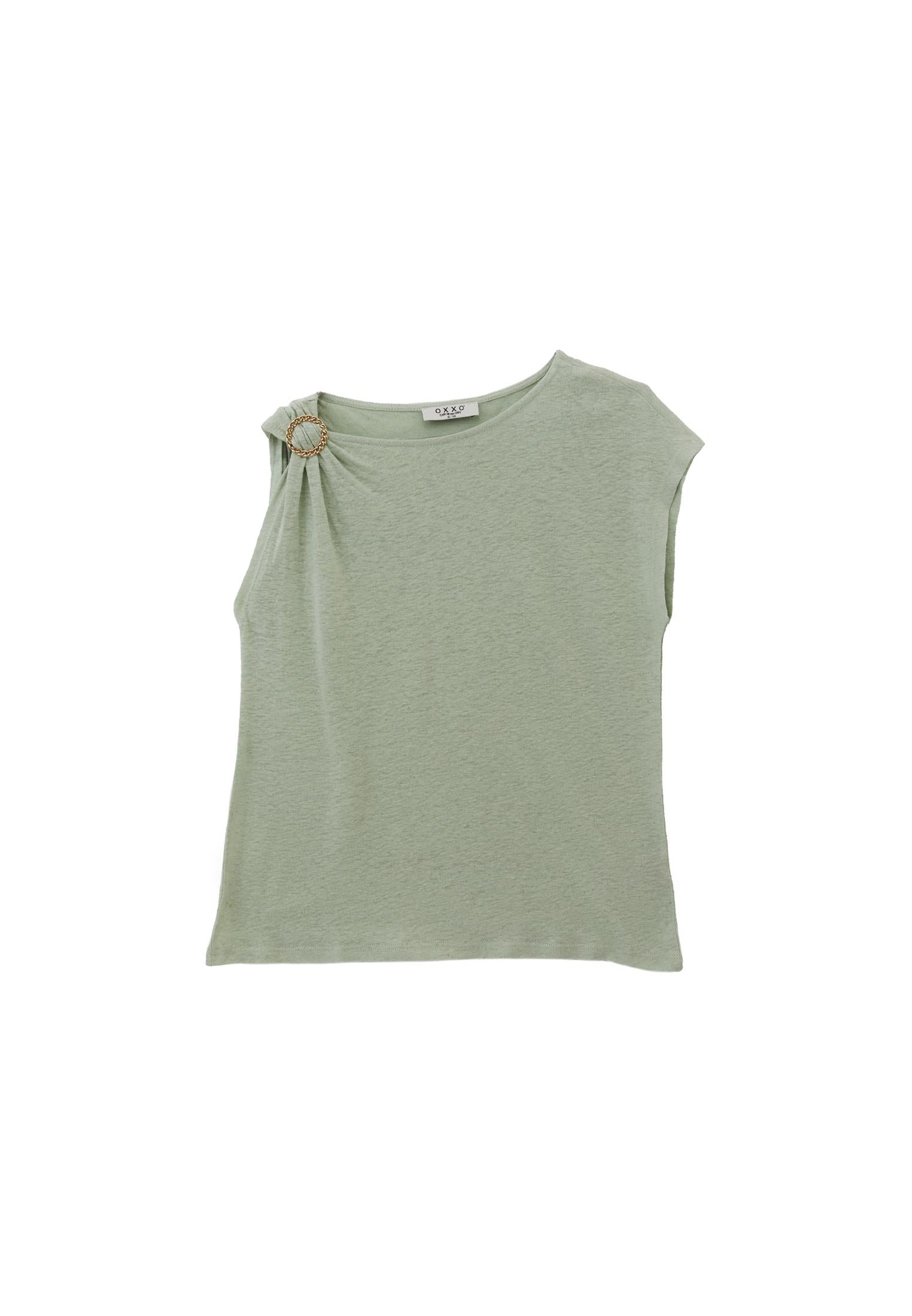 Boat Neck Sleeveless T-Shirt - LAUREL GREEN