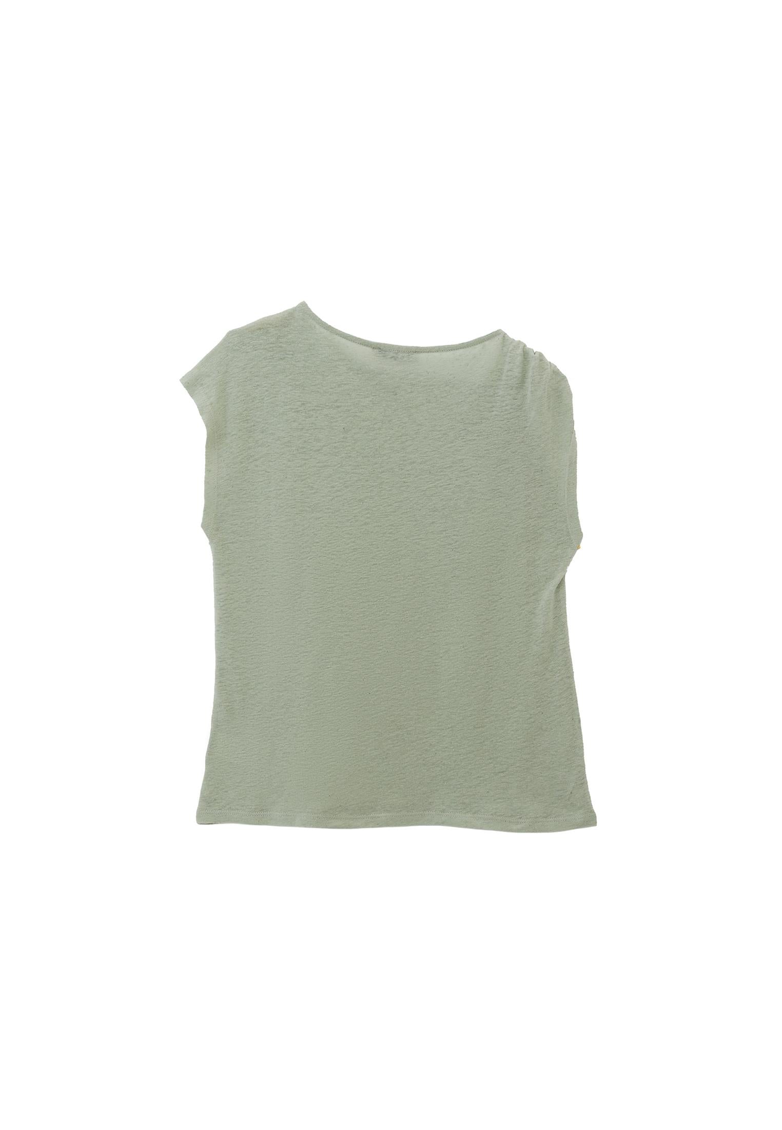 Boat Neck Sleeveless T-Shirt - LAUREL GREEN