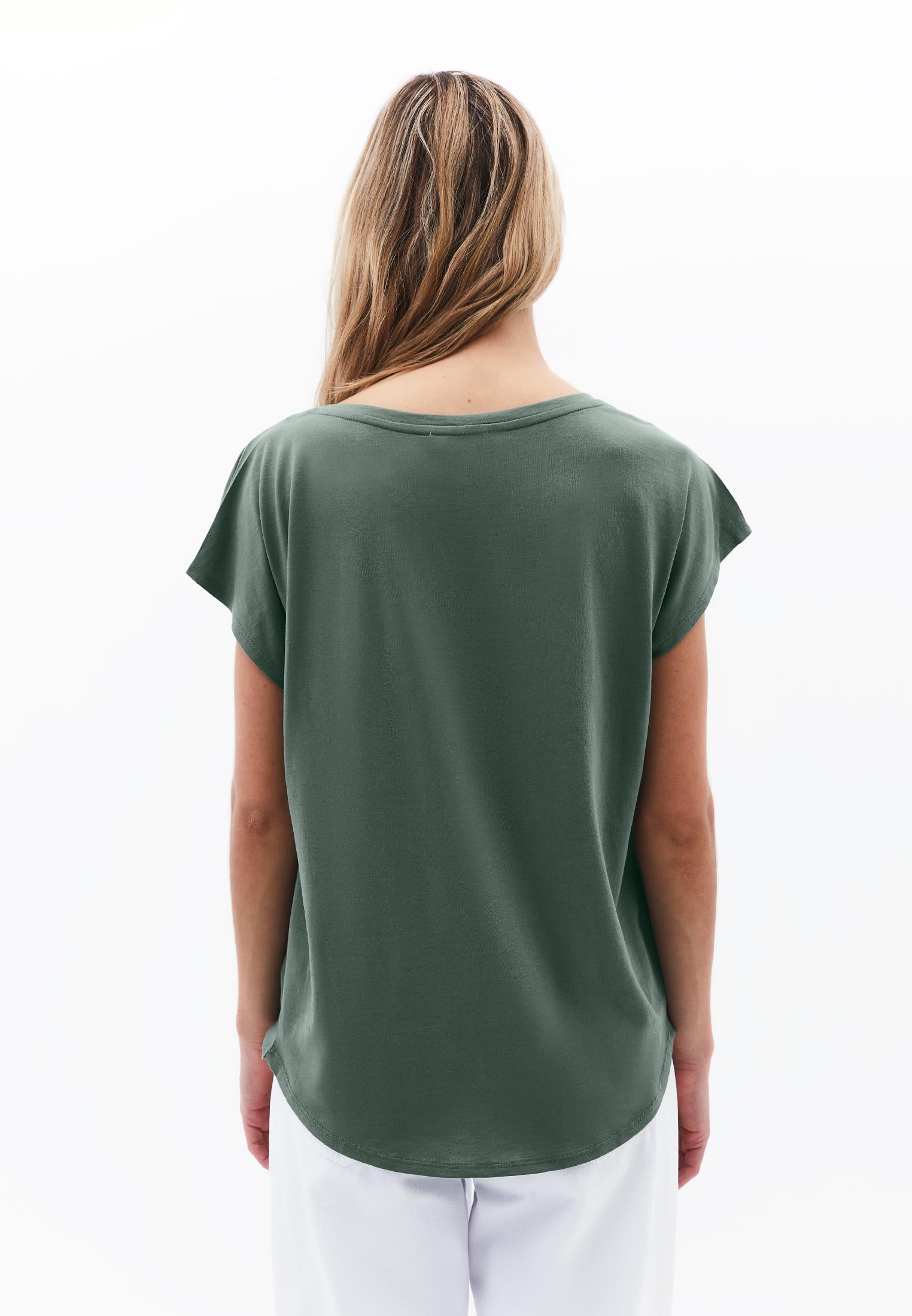 Boat Neck Loose Fit T-Shirt - LAUREL WREATH