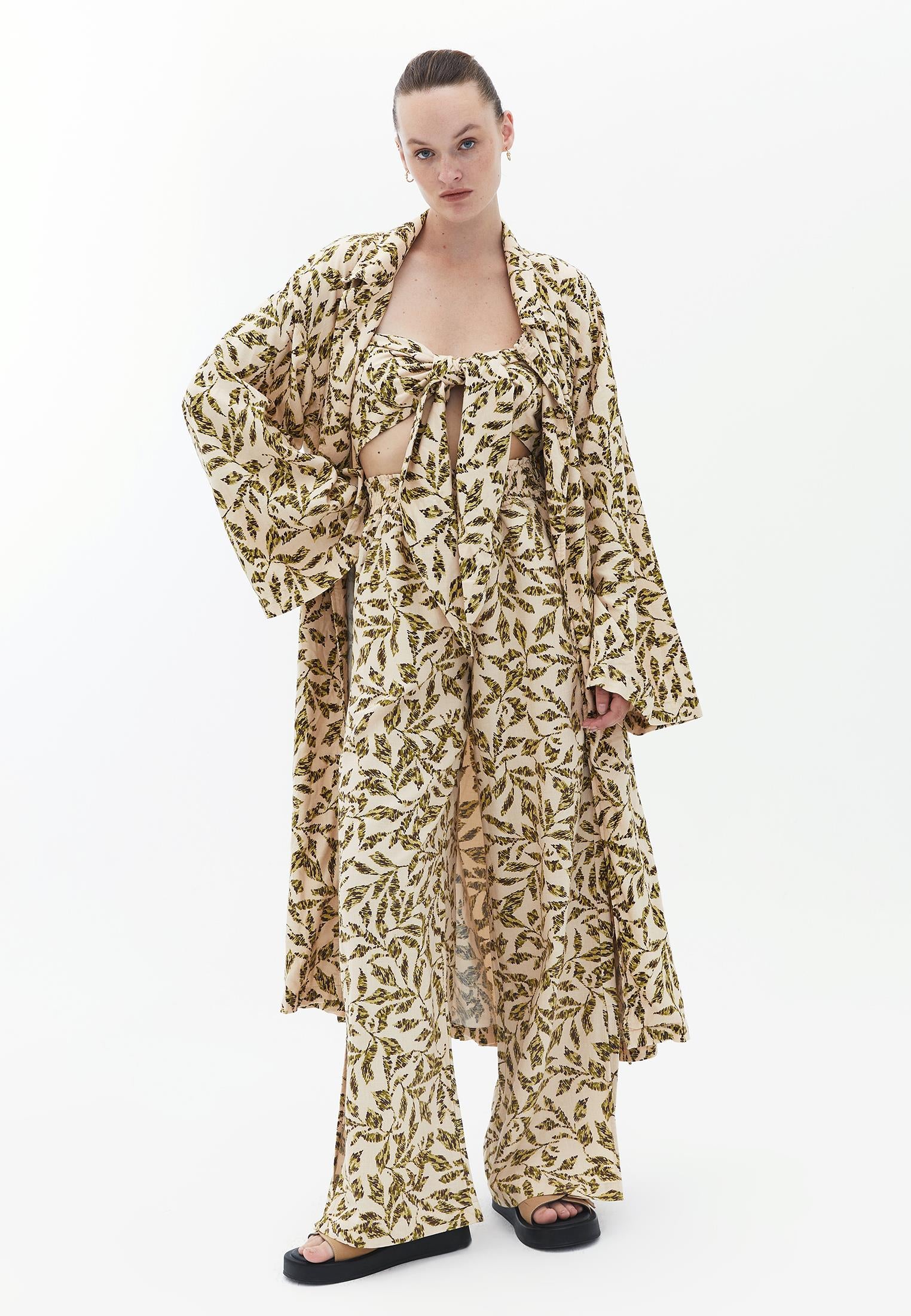 Belt Detailed Jacket - LEAF COMB