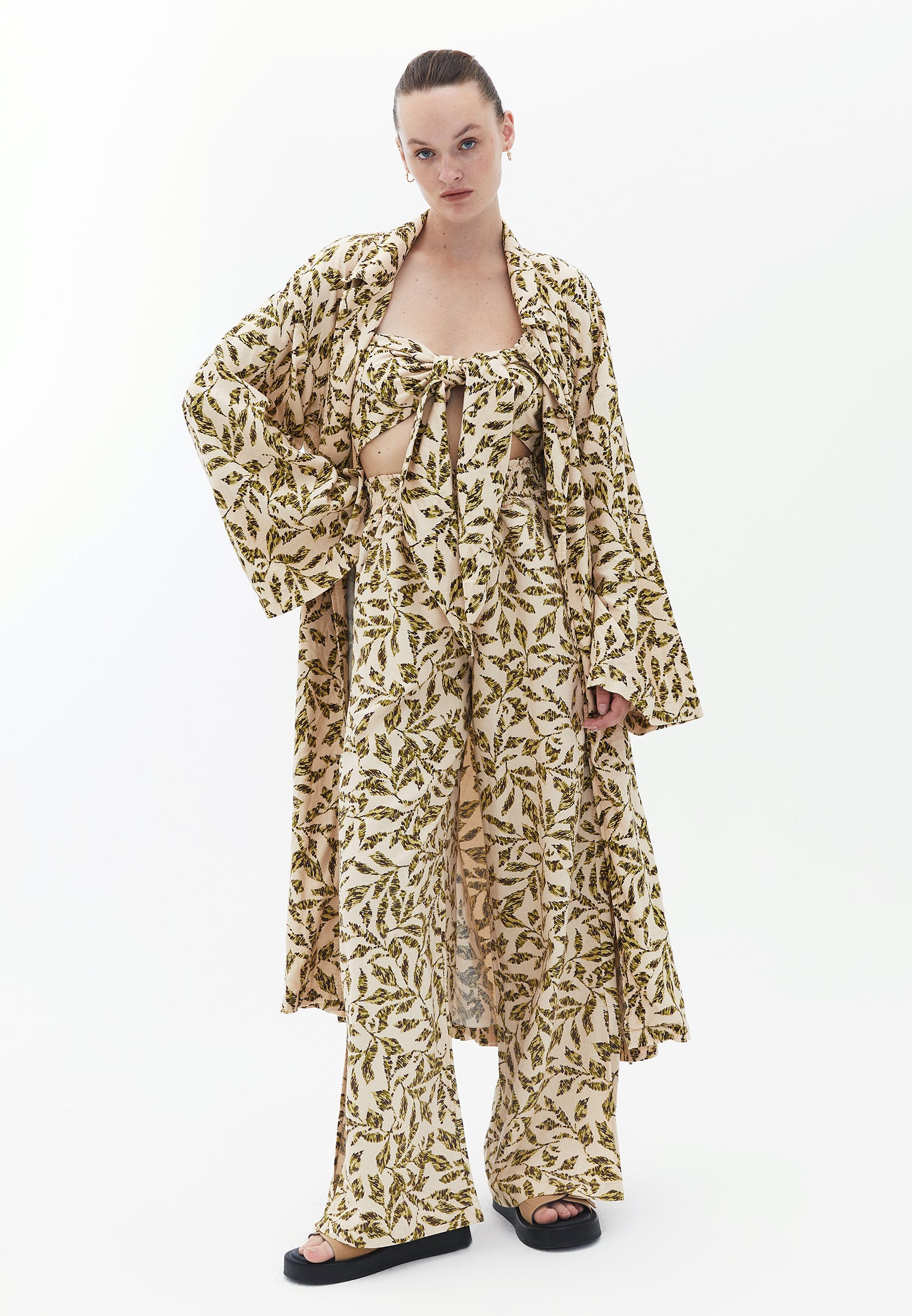 Belt Detailed Jacket - LEAF COMB