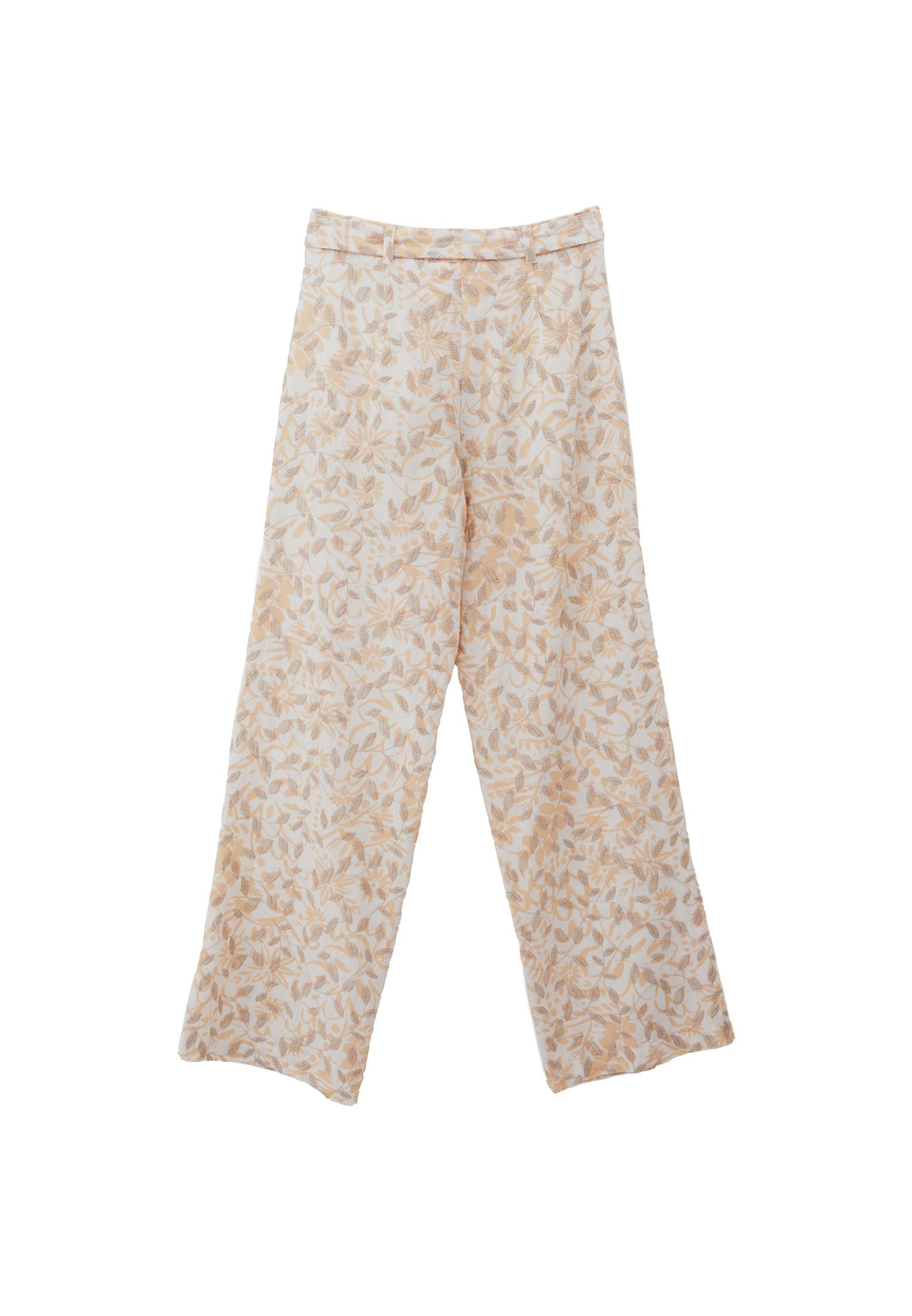 Straight Leg Ultra High Waist Pants - LEAF COMB
