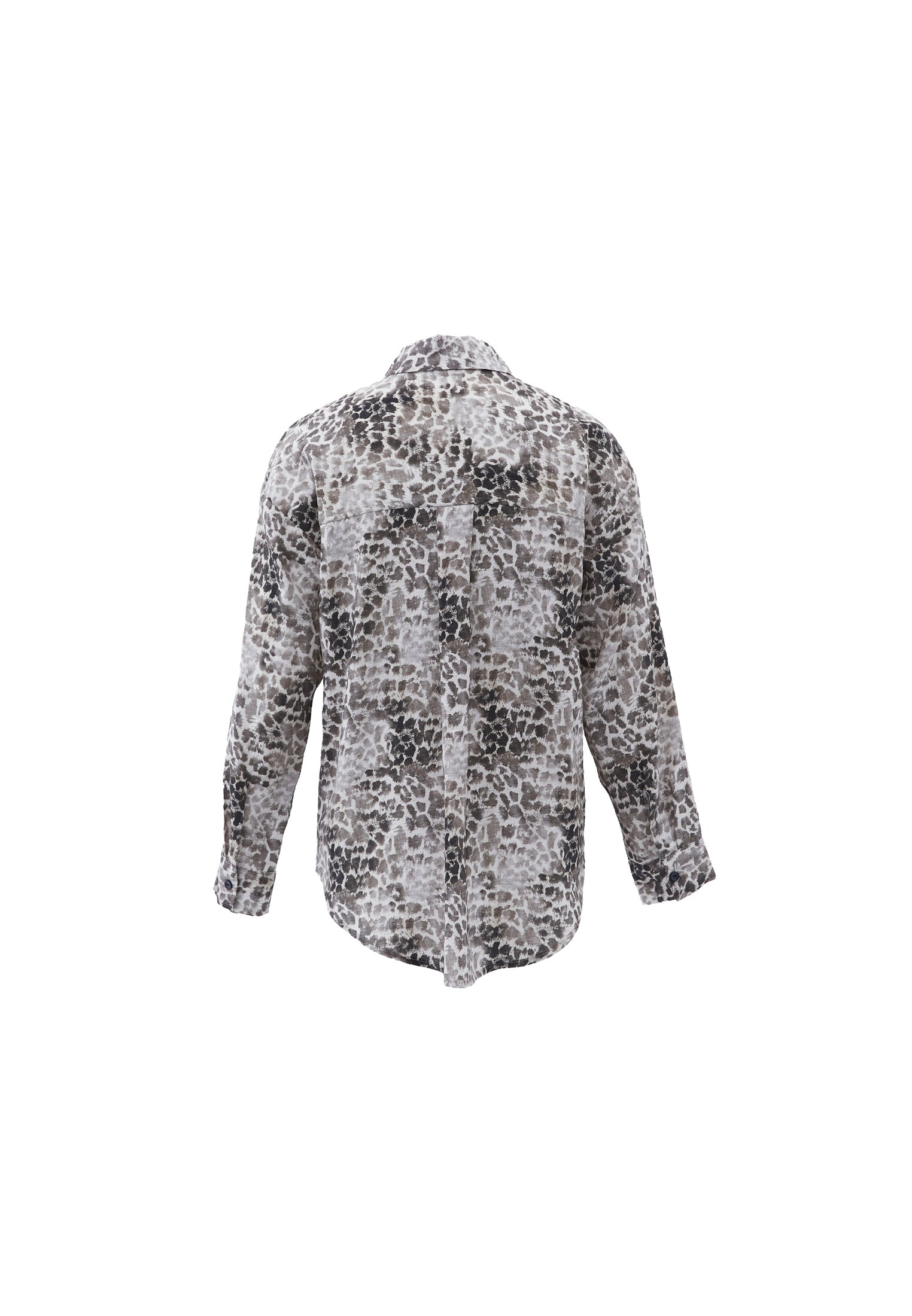 Animal Patterned Button Detailed Oversize Shirt - LEO COMB