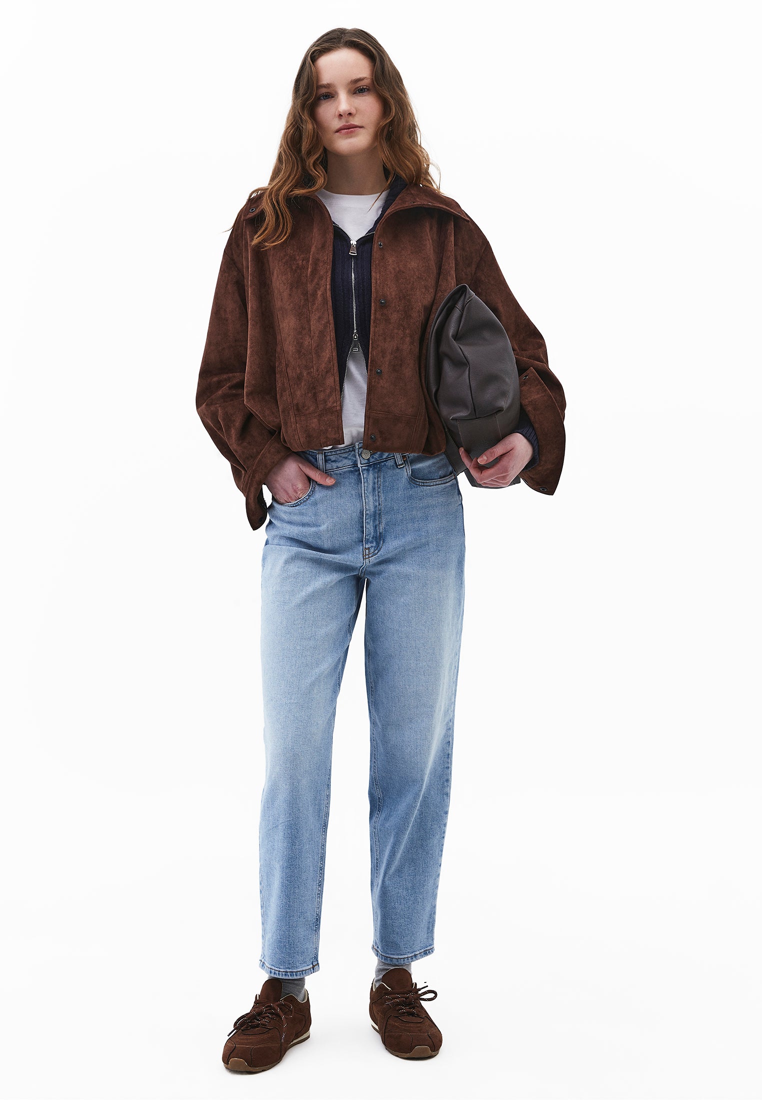 Slim Pants With Five Pockets And Ultra High Waist - LIGHT BLUE DENIM