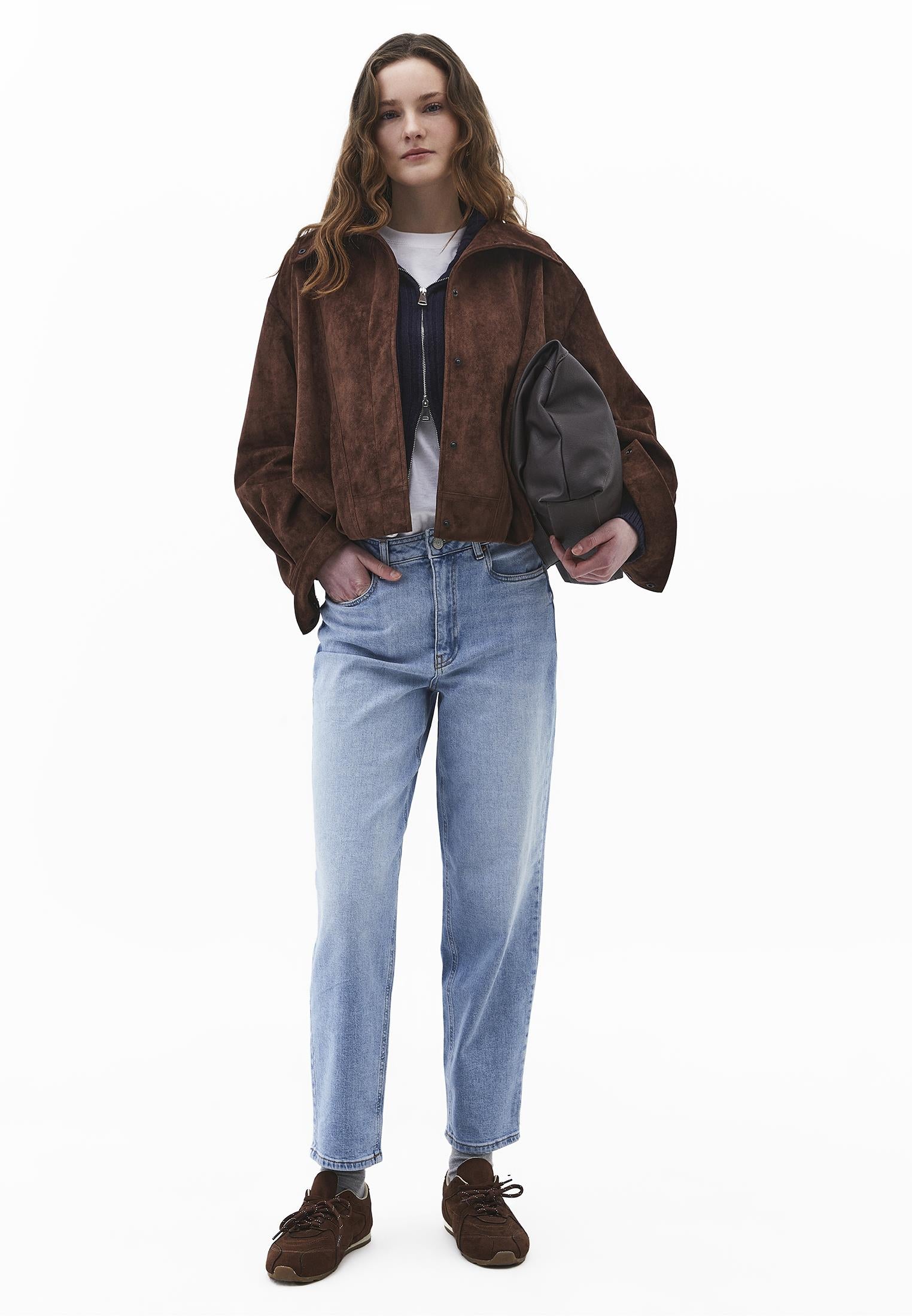 Slim Pants With Five Pockets And Ultra High Waist - LIGHT BLUE DENIM