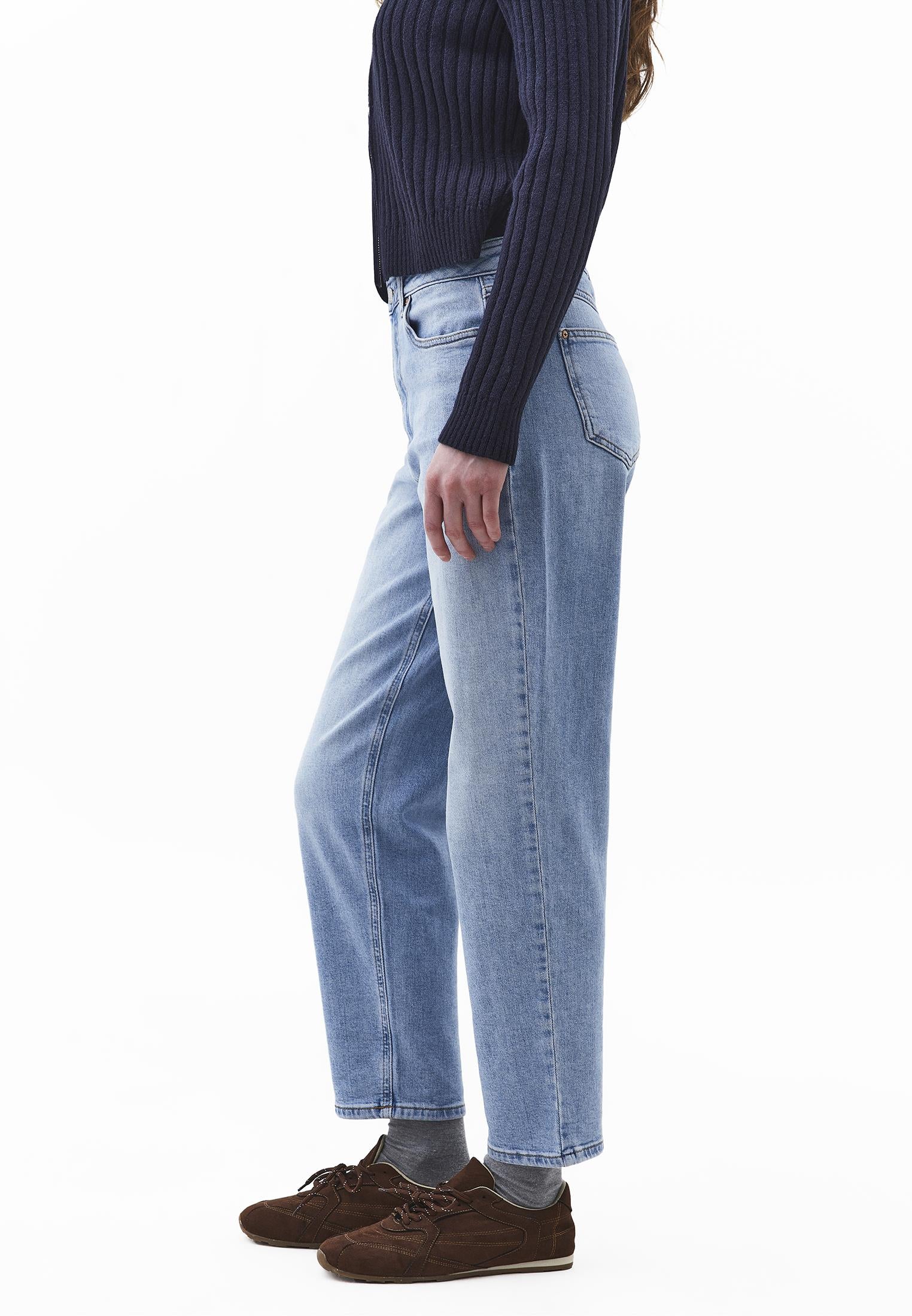 Slim Pants With Five Pockets And Ultra High Waist - LIGHT BLUE DENIM