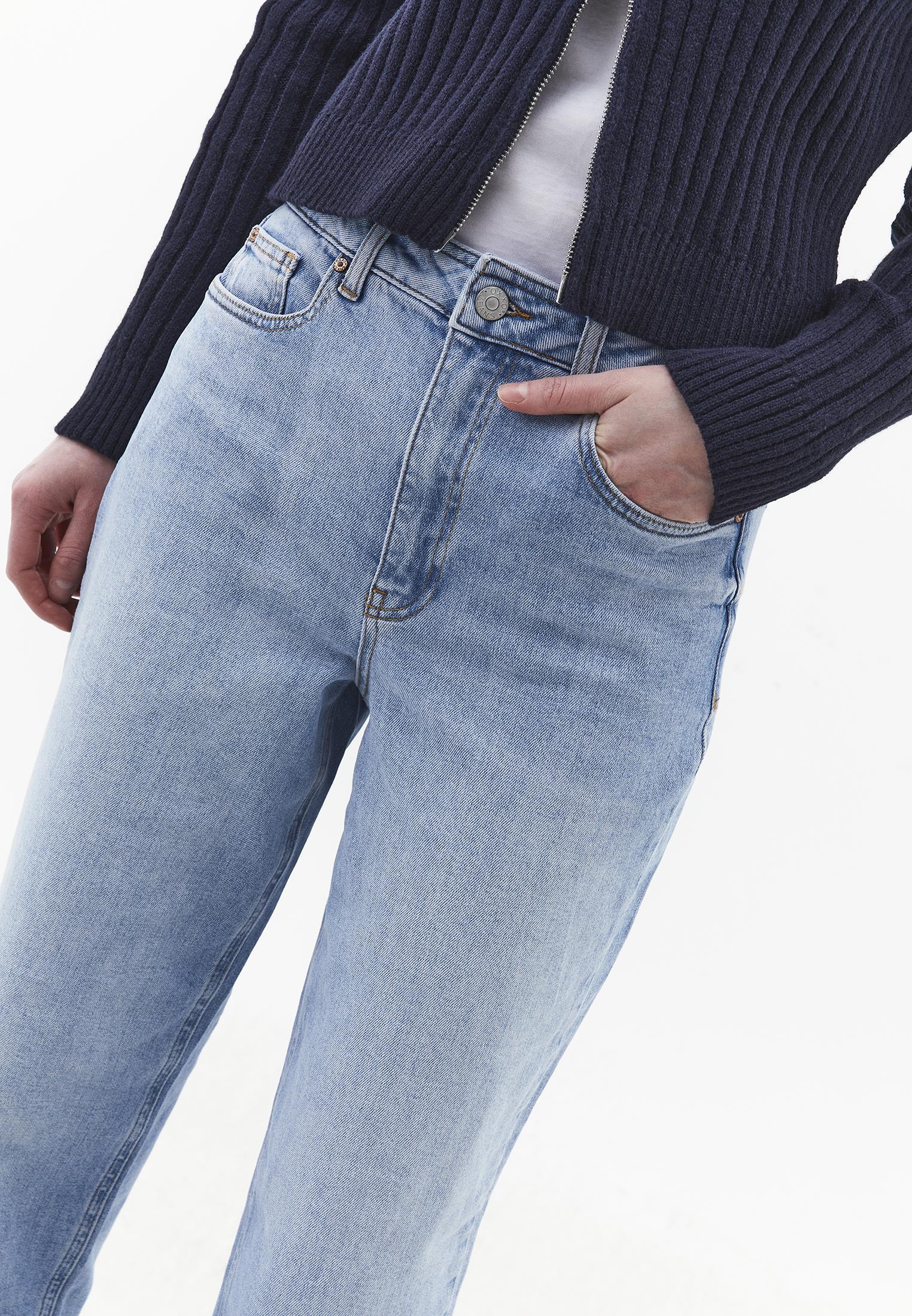 Slim Pants With Five Pockets And Ultra High Waist - LIGHT BLUE DENIM