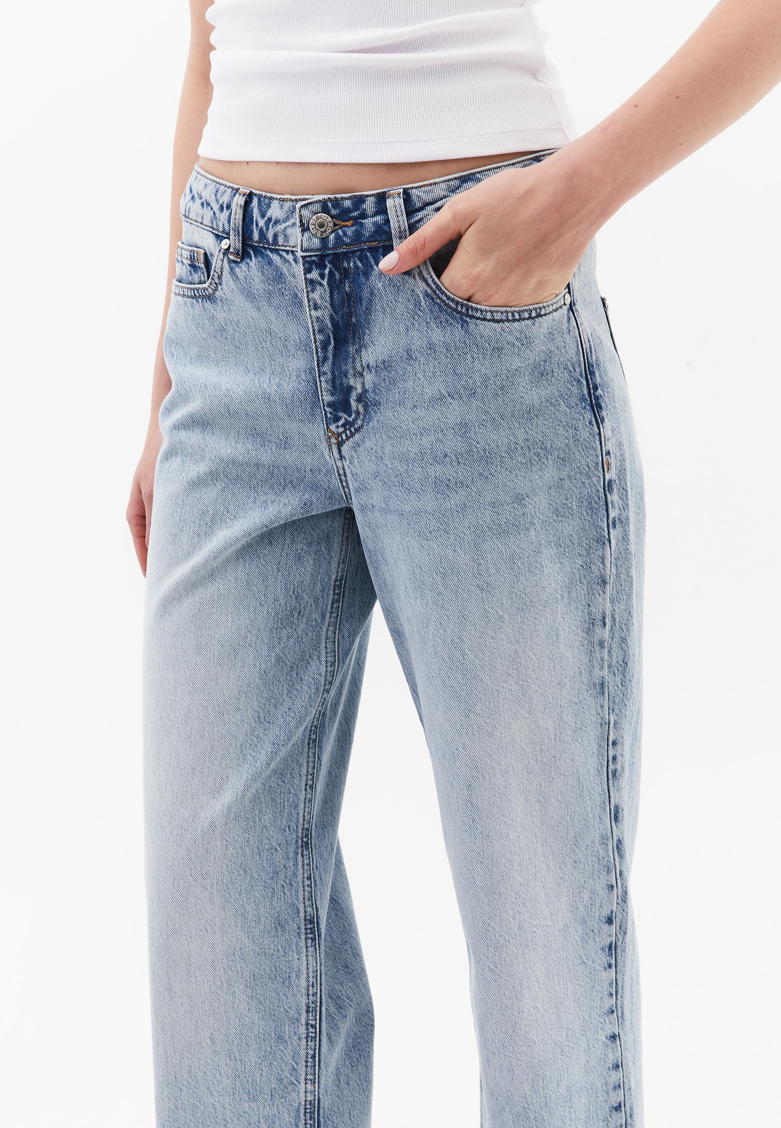 Straight Leg Denim Pants - LIGHT BLUE DENIM