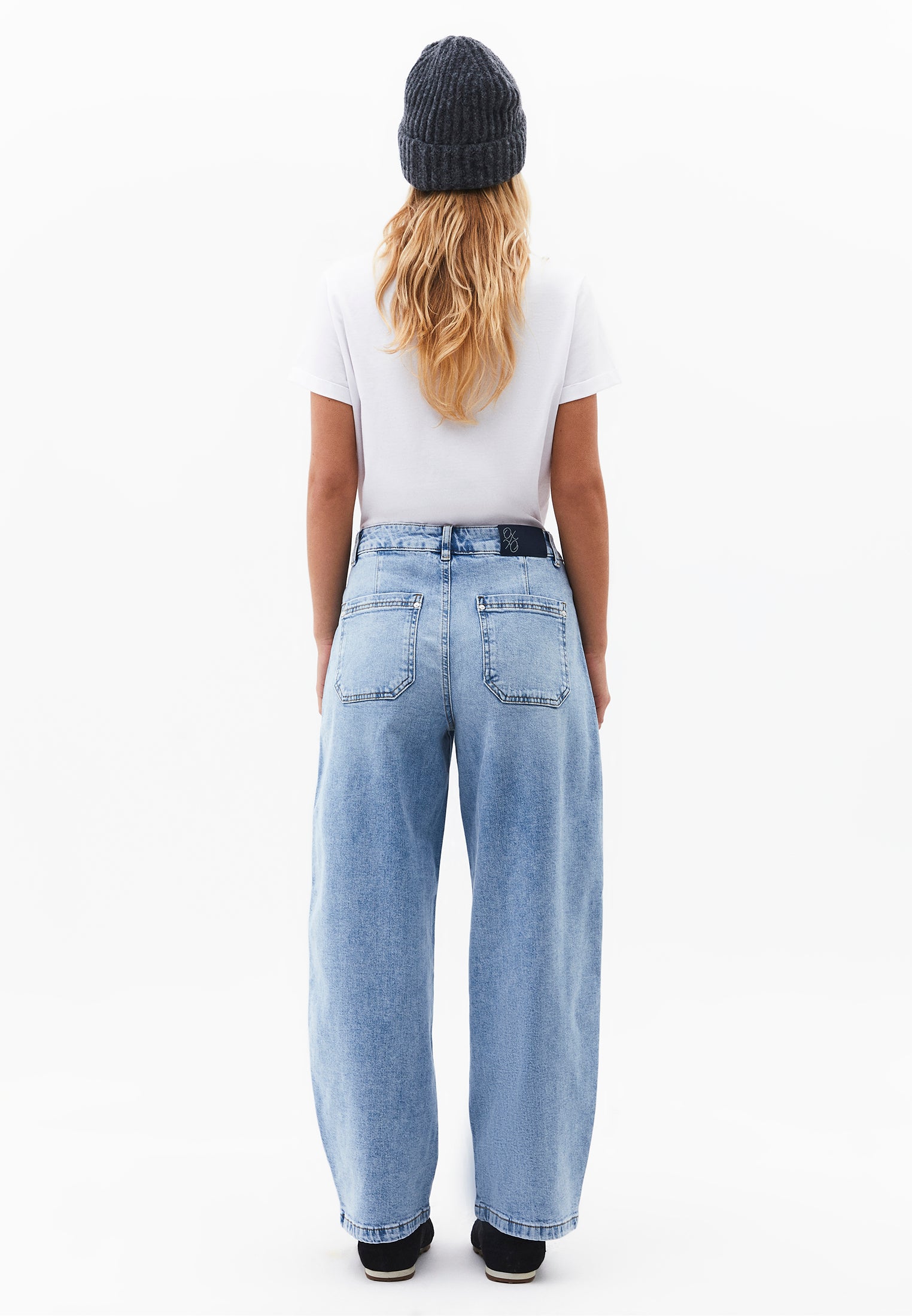 Pocket Detailed Barrel Leg Trousers - LIGHT BLUE DENIM