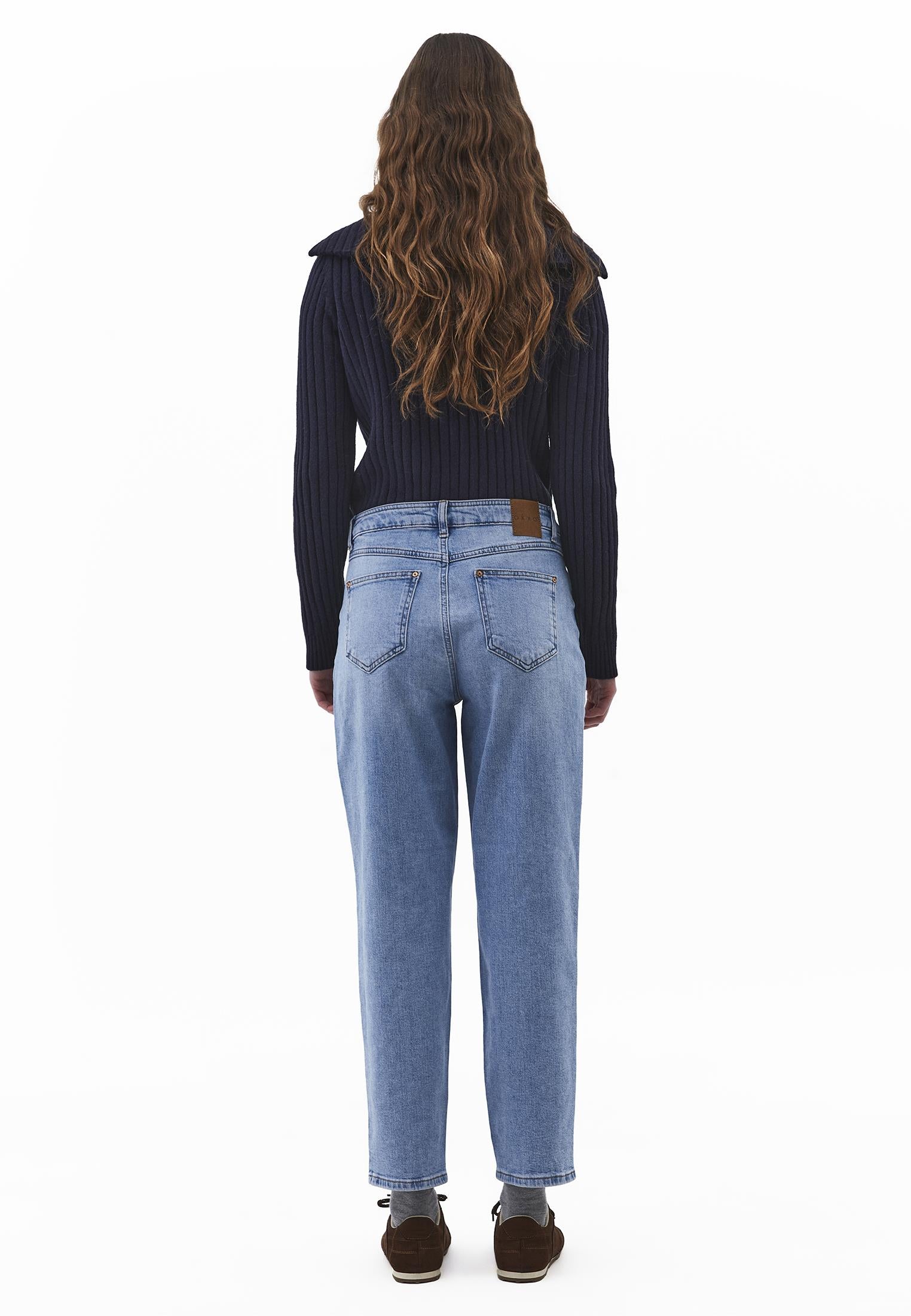 Slim Pants With Five Pockets And Ultra High Waist - LIGHT BLUE DENIM