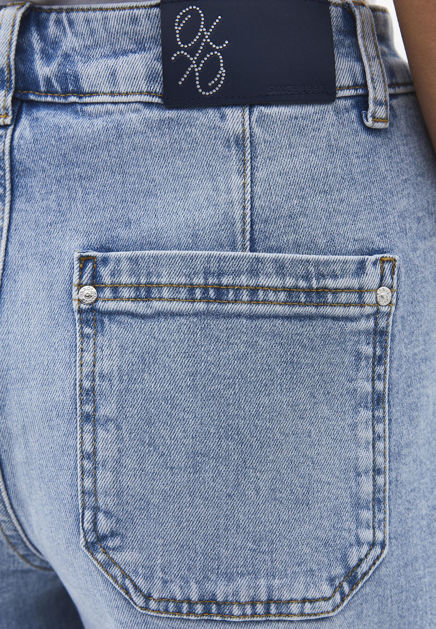 Pocket Detailed Barrel Leg Trousers - LIGHT BLUE DENIM