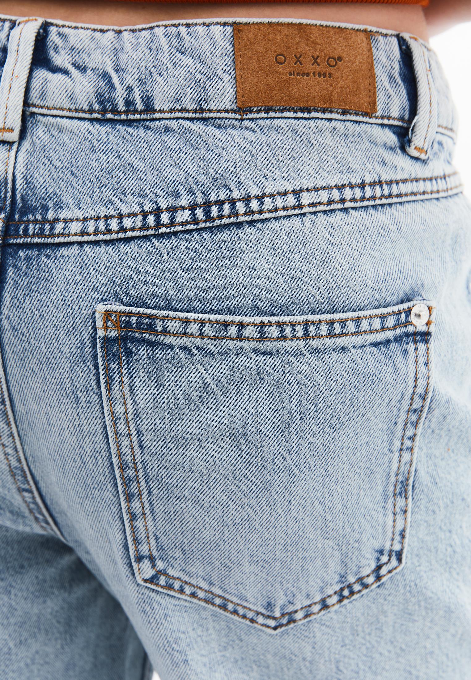 Denim Fabric Straight Leg Pants - LIGHT BLUE DENIM