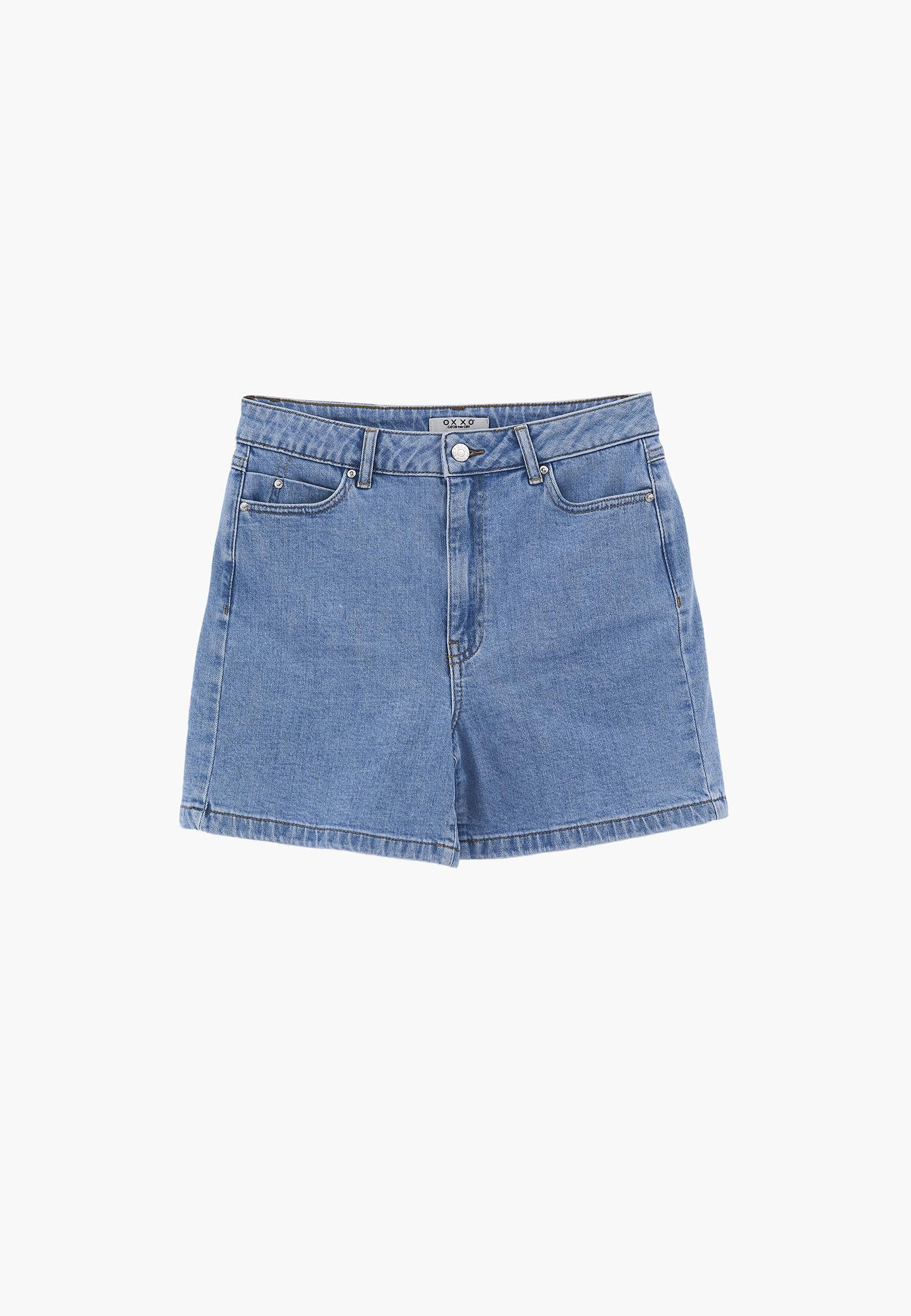 High Waist Five Pocket Shorts - LIGHT BLUE DENIM