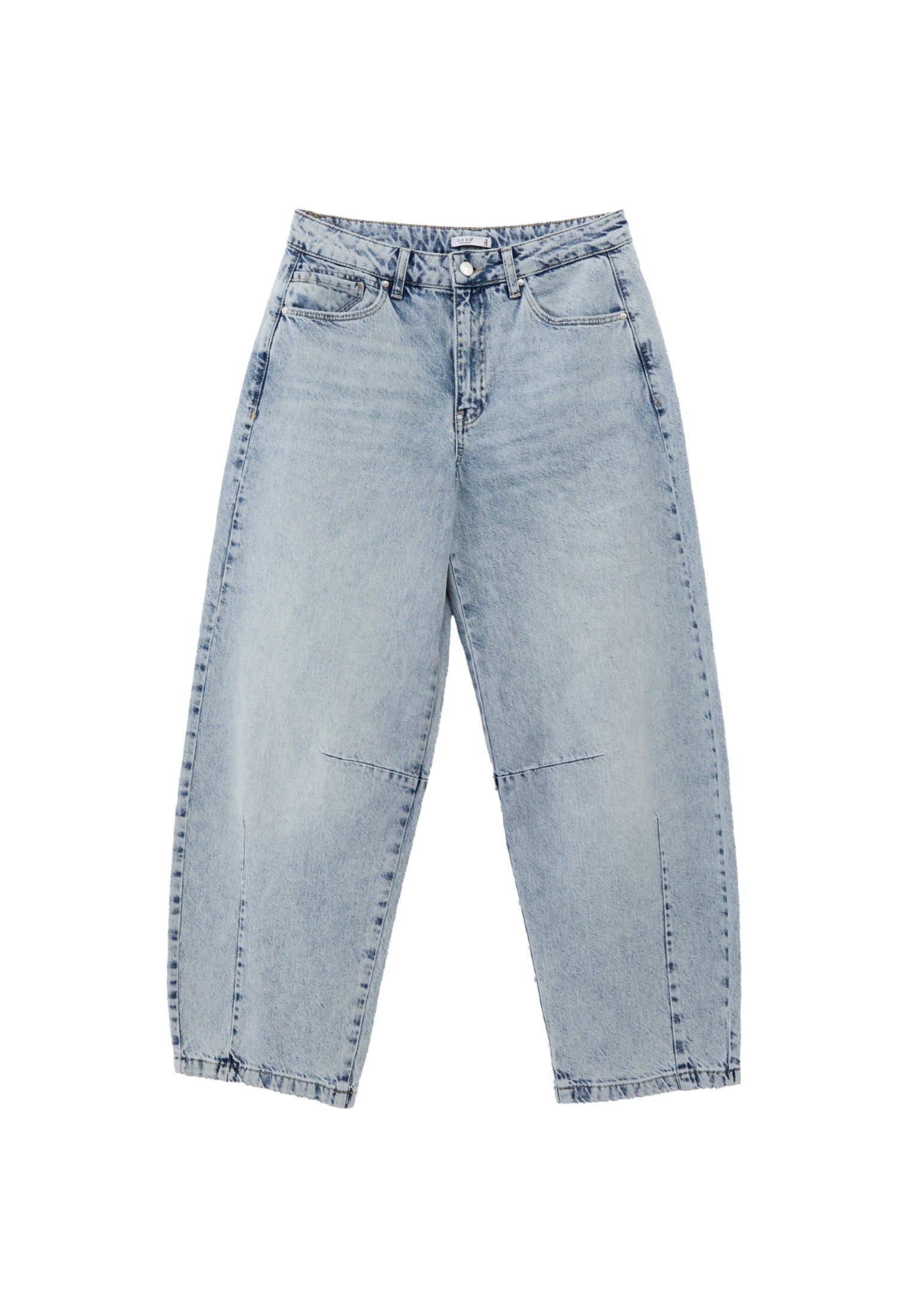 Barrel Leg Trousers With Cut Details - LIGHT BLUE DENIM