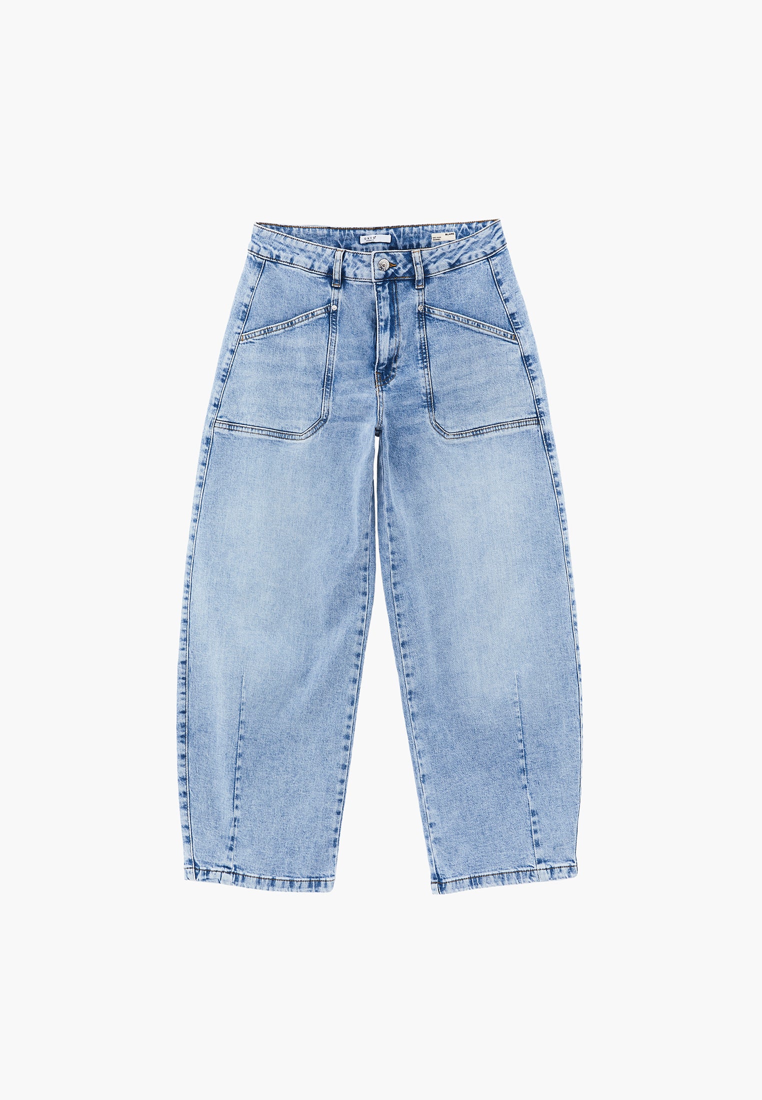 Pocket Detailed Barrel Leg Trousers - LIGHT BLUE DENIM