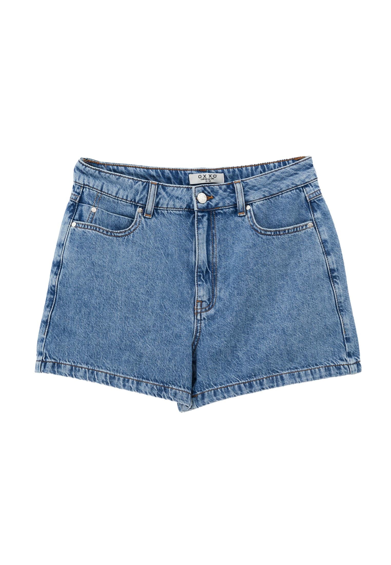 High Waist Pocket Detailed Denim Shorts - LIGHT BLUE DENIM