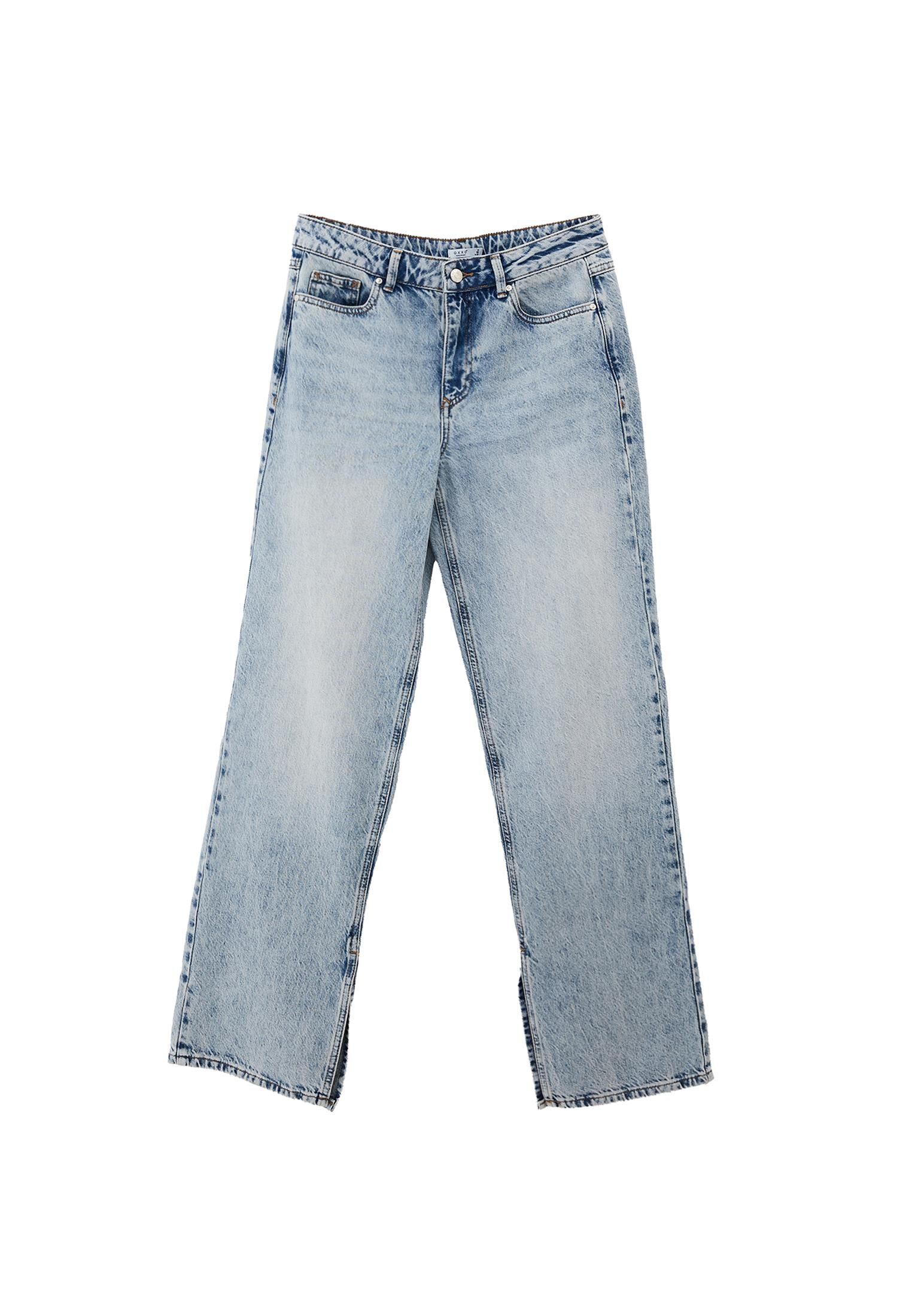 Straight Leg Denim Pants - LIGHT BLUE DENIM