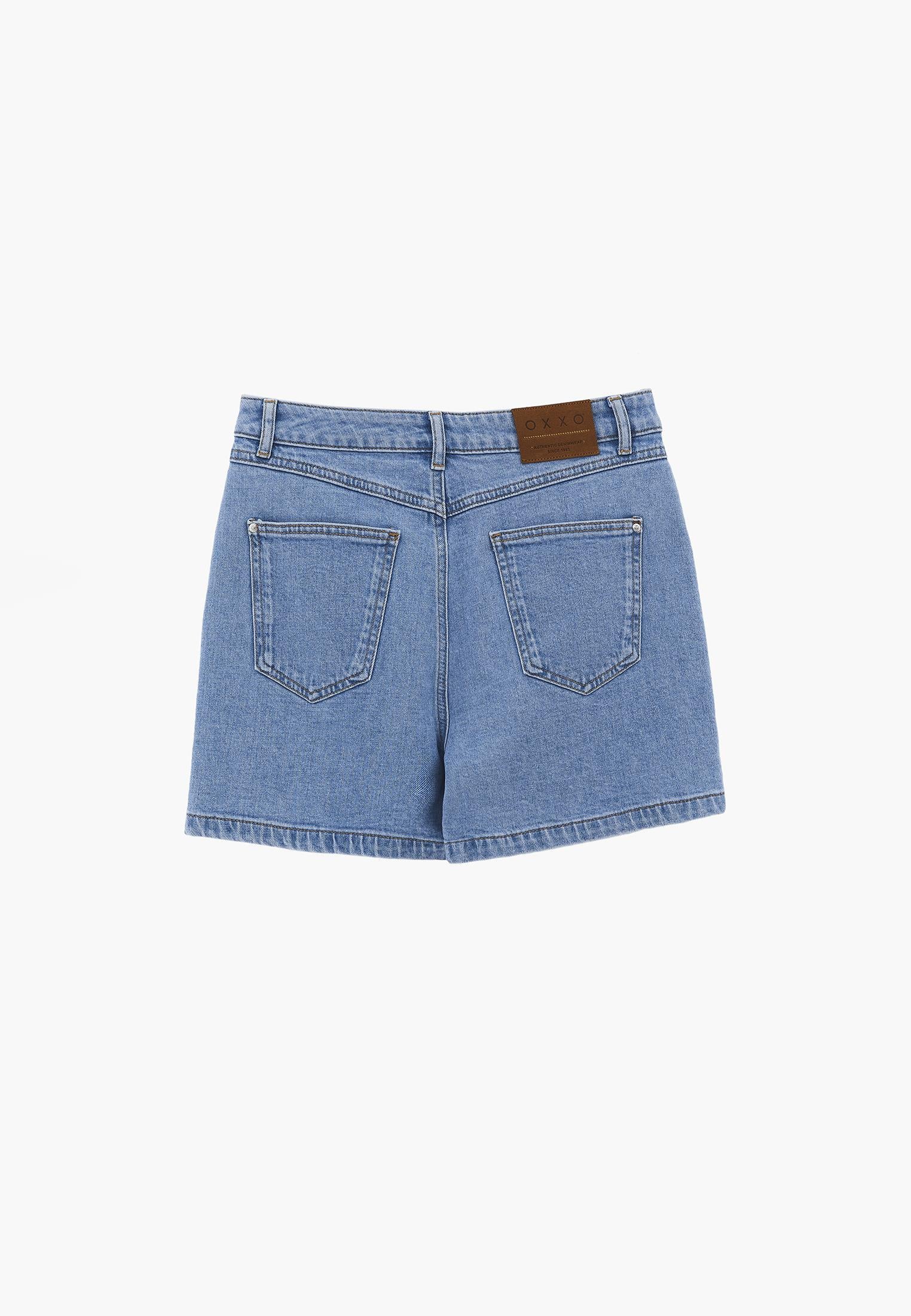High Waist Five Pocket Shorts - LIGHT BLUE DENIM