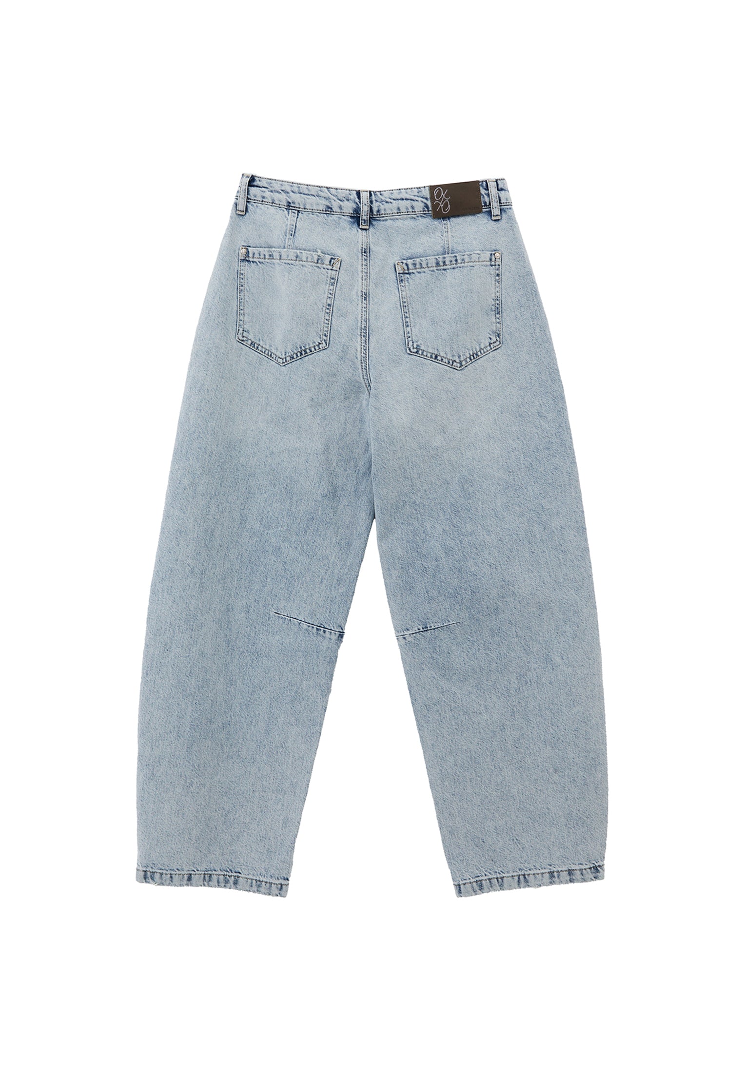 Barrel Leg Trousers With Cut Details - LIGHT BLUE DENIM