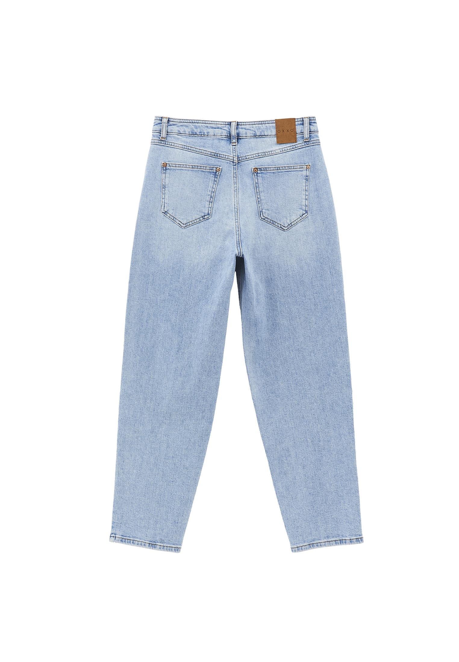 Slim Pants With Five Pockets And Ultra High Waist - LIGHT BLUE DENIM