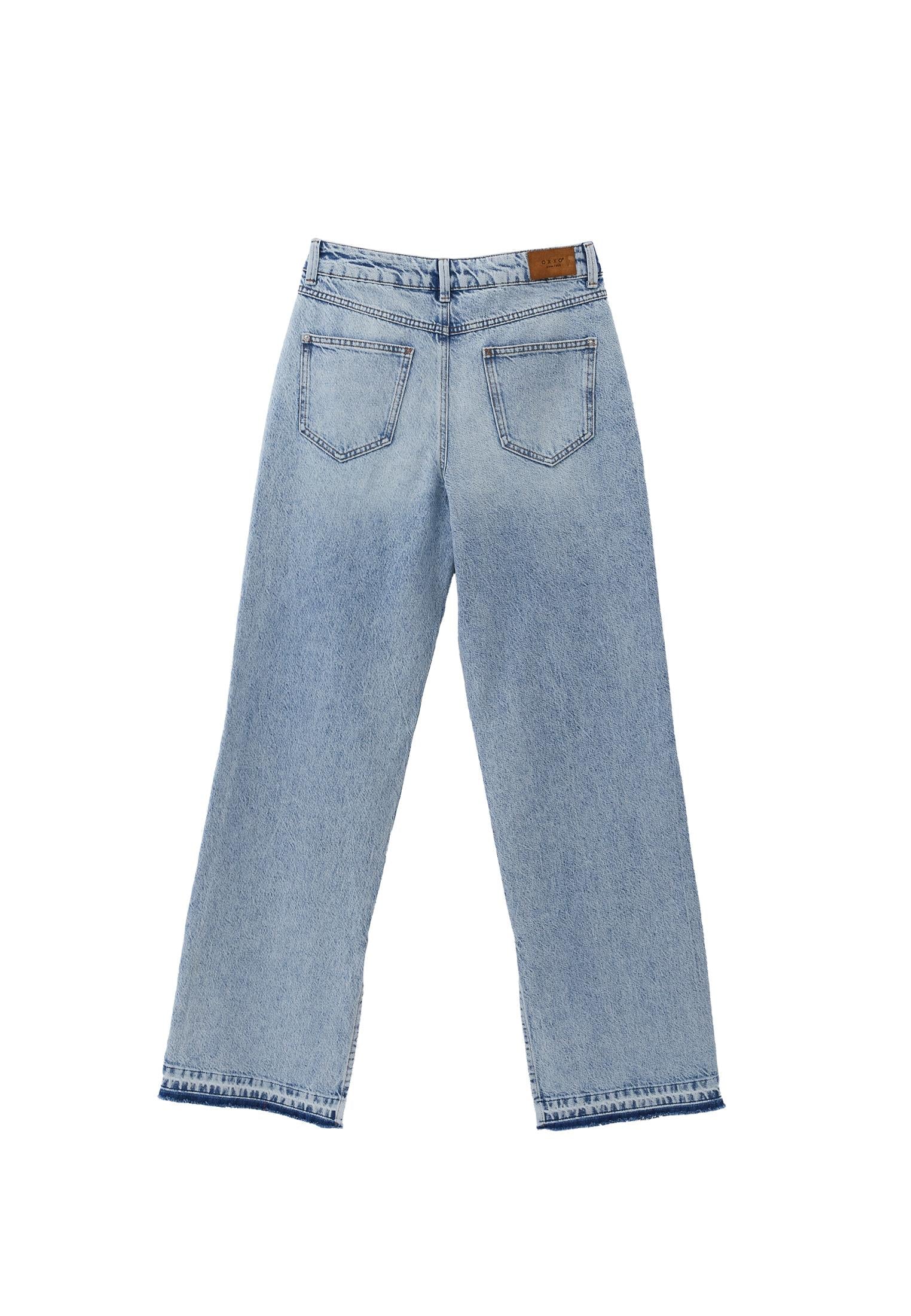Denim Fabric Straight Leg Pants - LIGHT BLUE DENIM