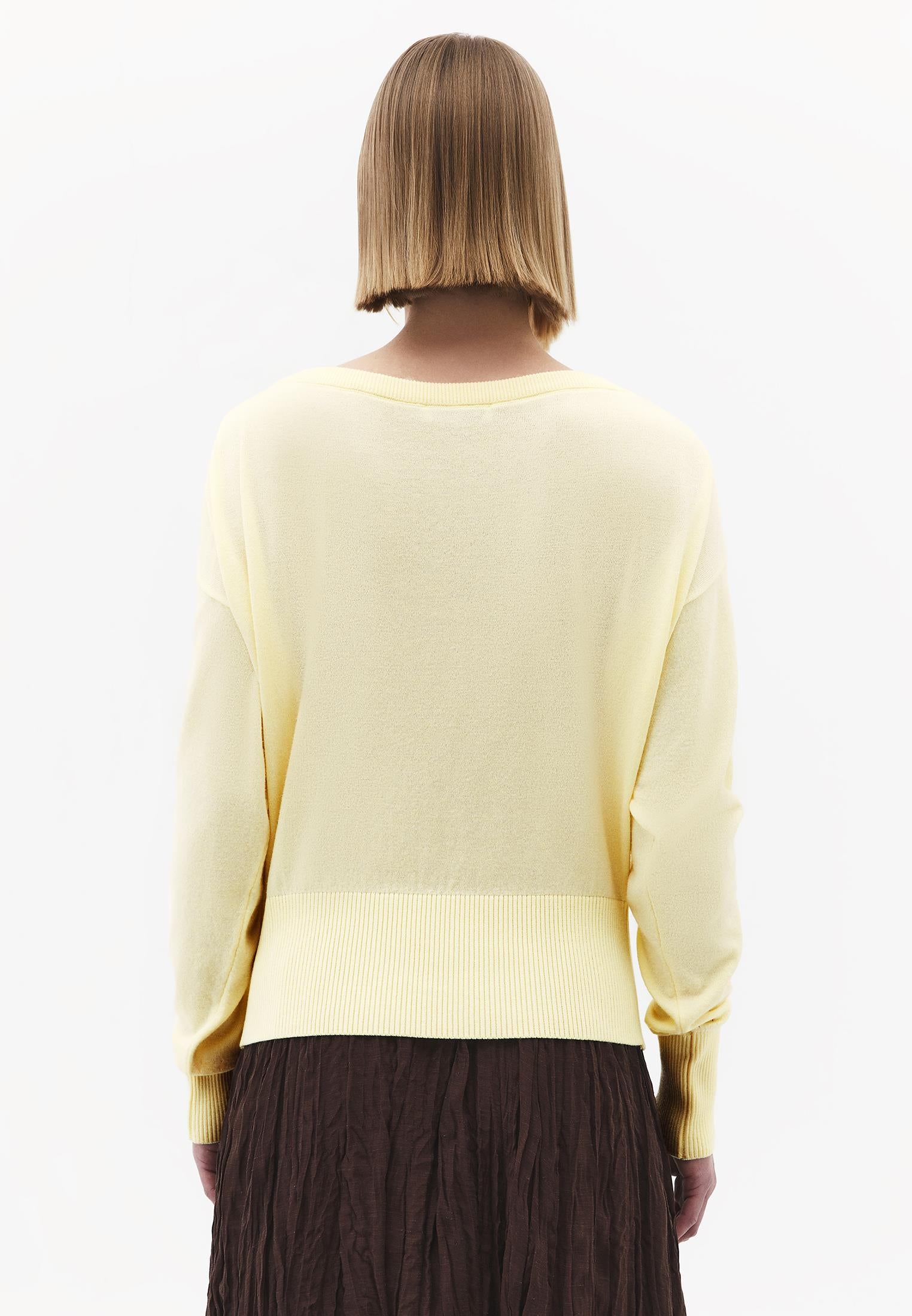 Boat Neck Long Sleeve Sweater - LIGHT FLAN