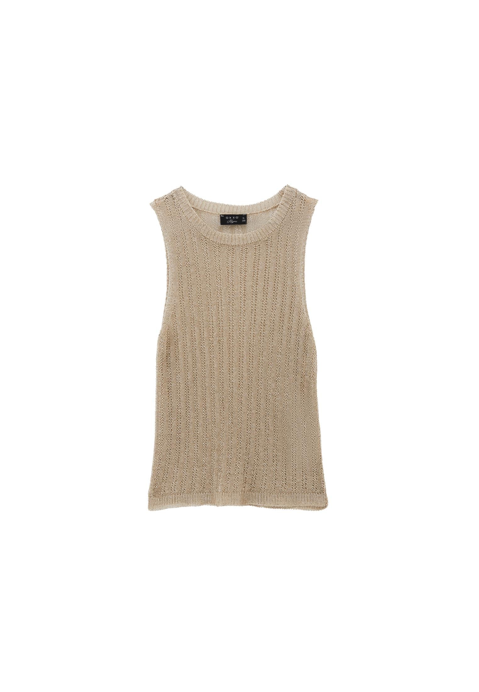 Shiny U Neck Tank Top - LIGHT GOLD