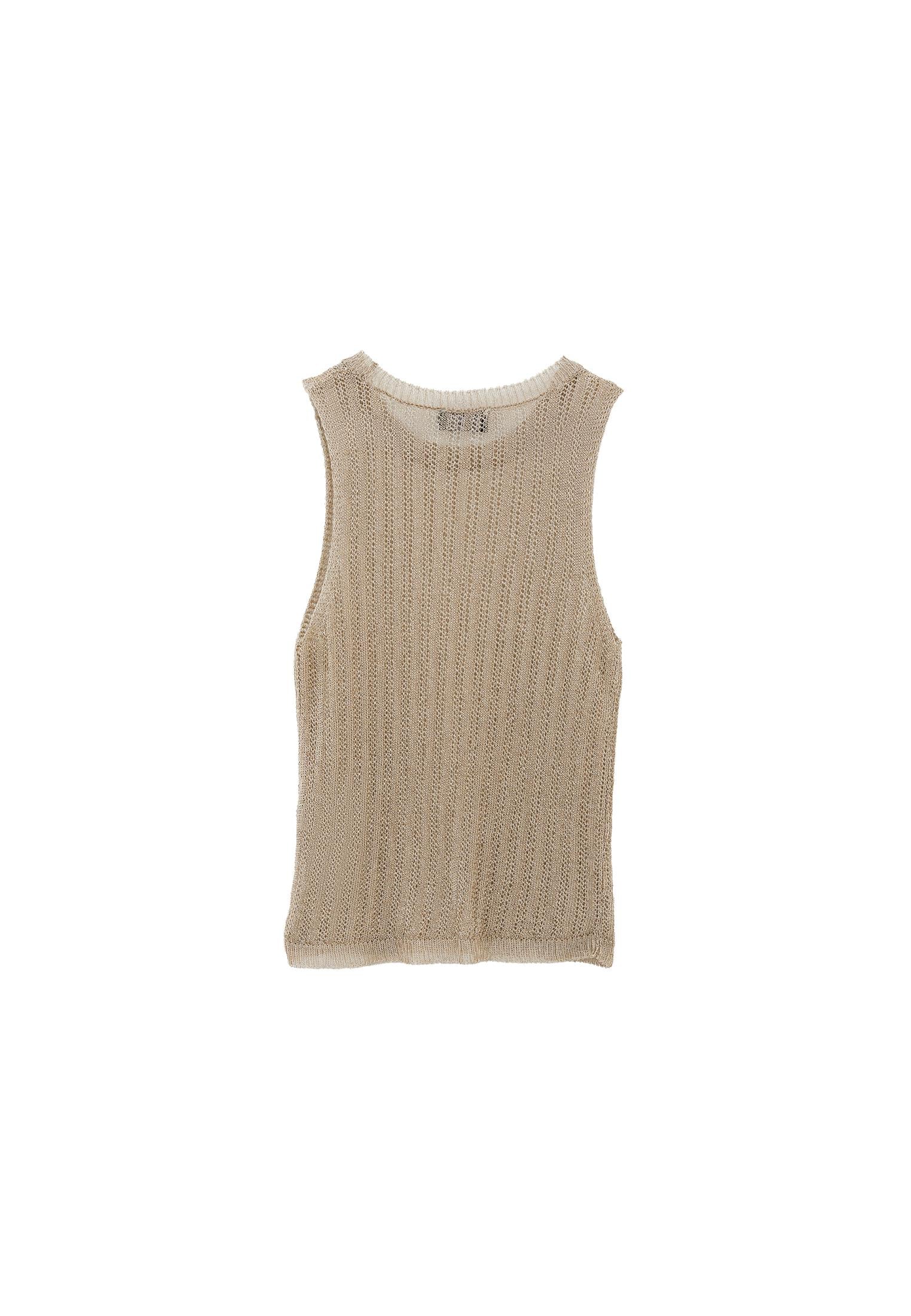 Shiny U Neck Tank Top - LIGHT GOLD