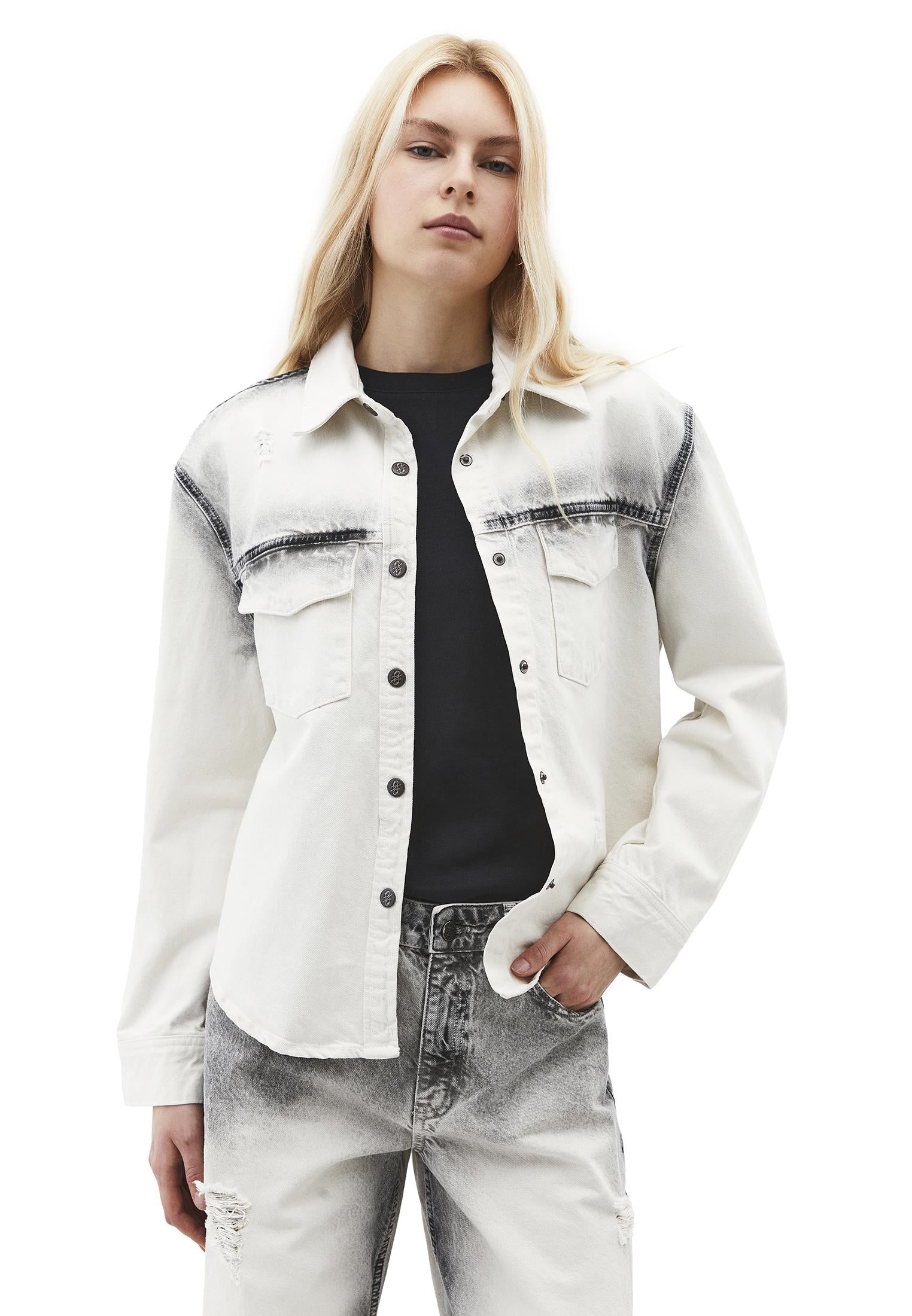 Oversize Pocket Detailed Shirt - LIGHT GREY DENIM