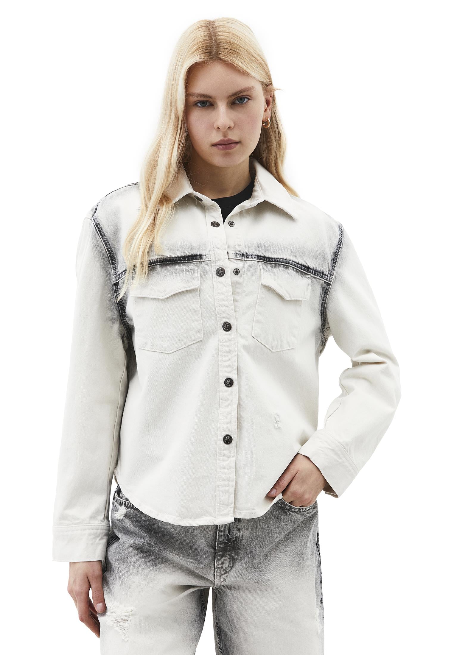 Oversize Pocket Detailed Shirt - LIGHT GREY DENIM