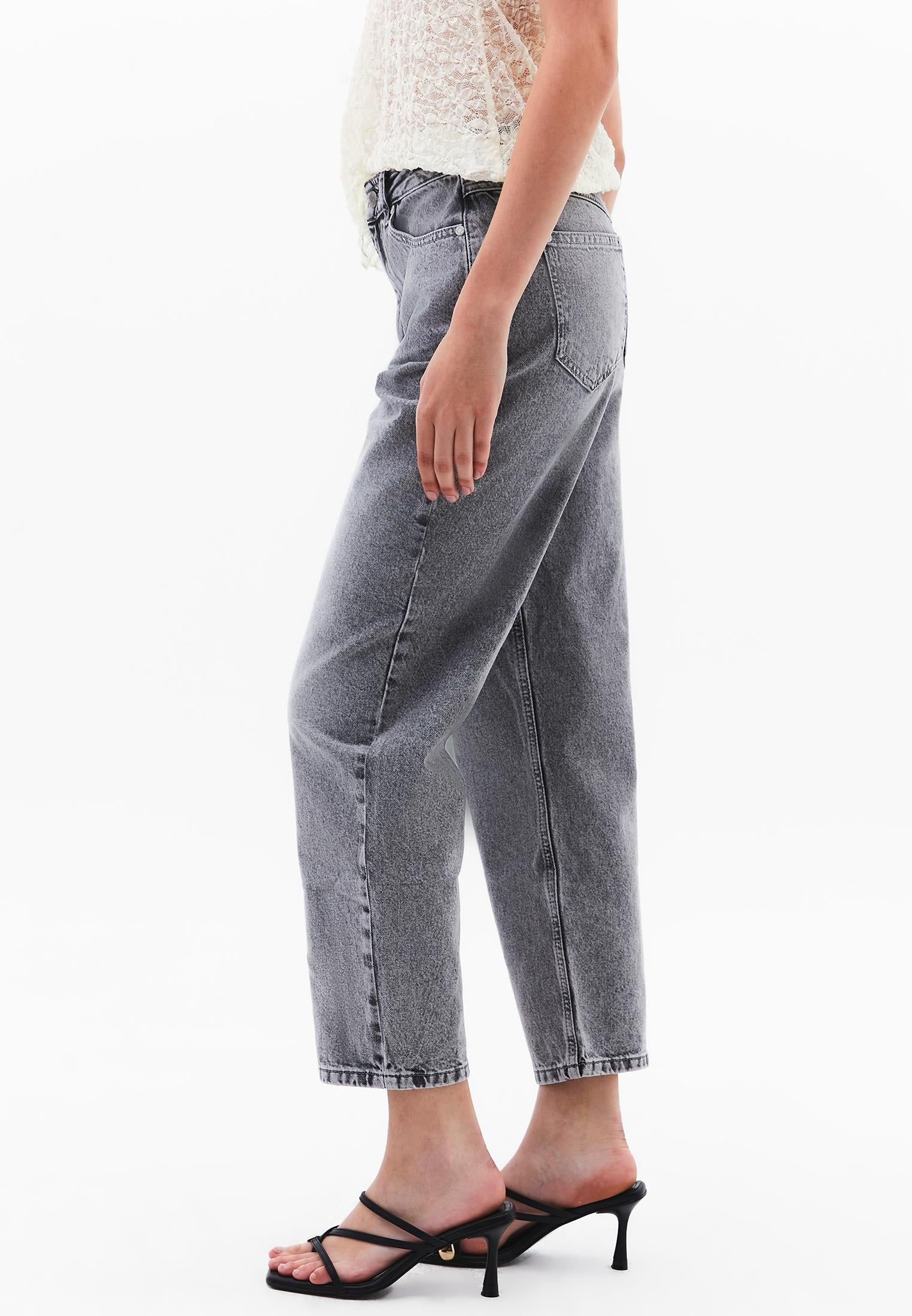 Ultra High Waist Slim Mom Jean Pants - LIGHT GREY DENIM