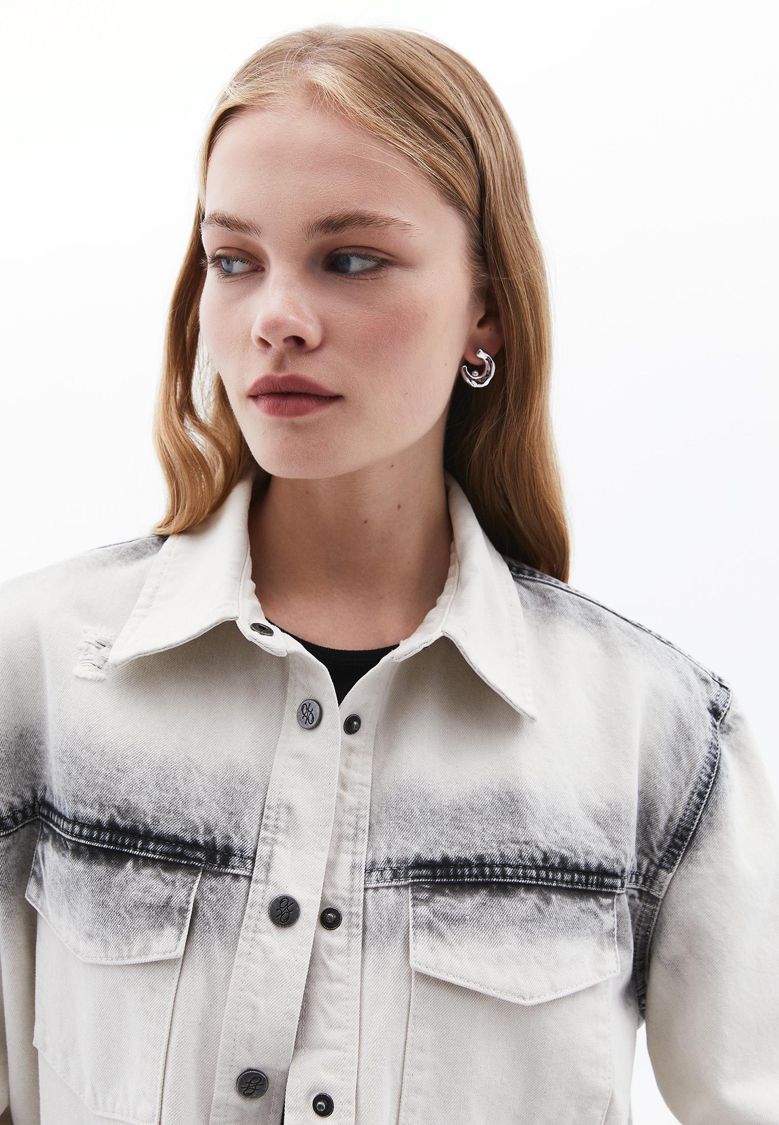 Oversize Long Sleeve Shirt - LIGHT GREY DENIM