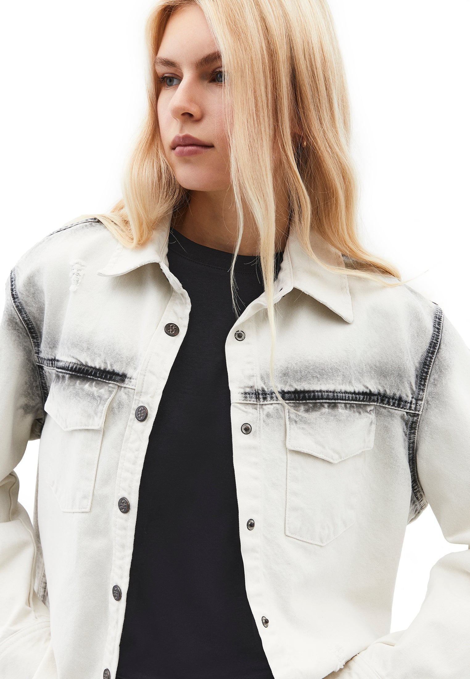 Oversize Pocket Detailed Shirt - LIGHT GREY DENIM