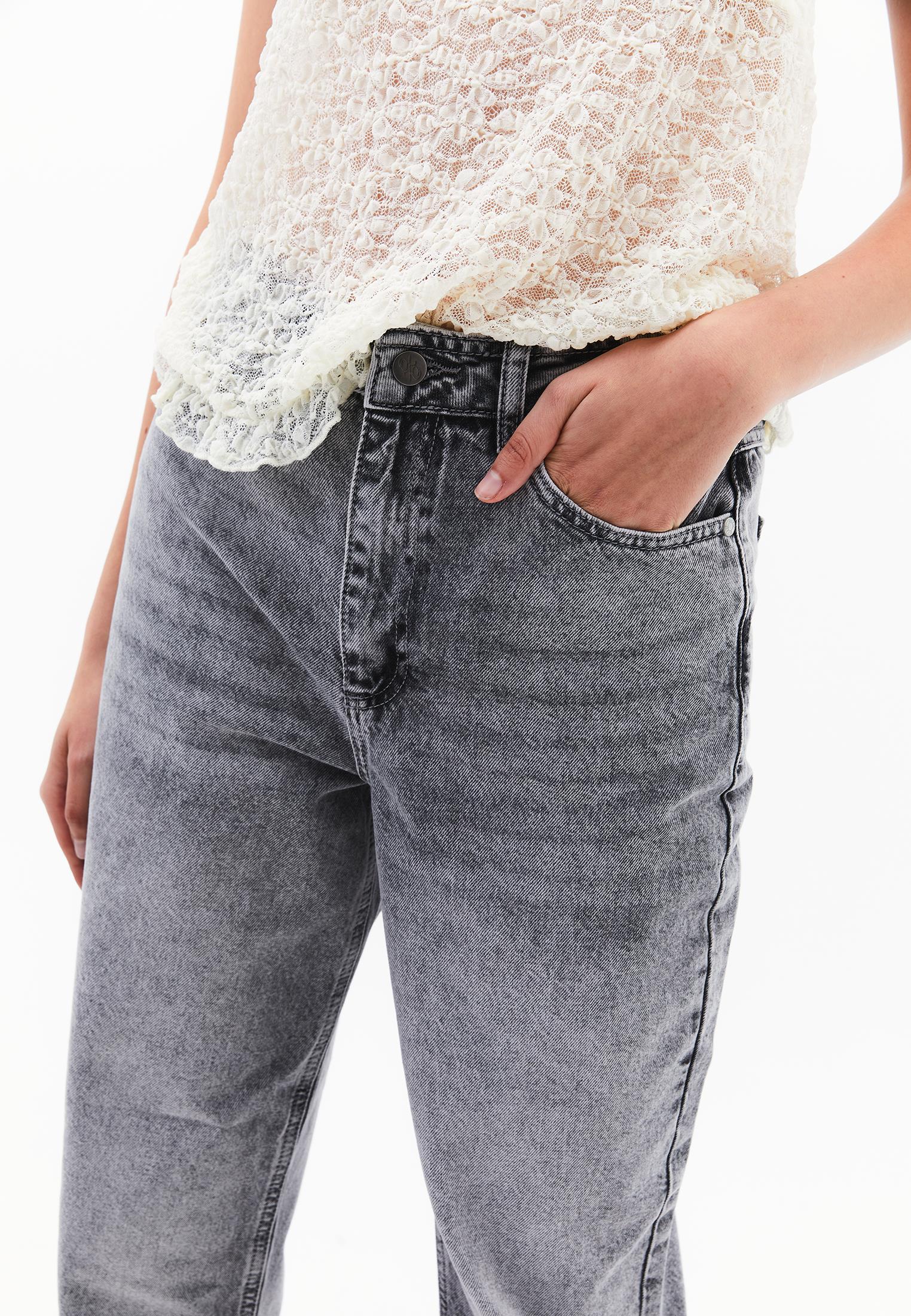 Ultra High Waist Slim Mom Jean Pants - LIGHT GREY DENIM