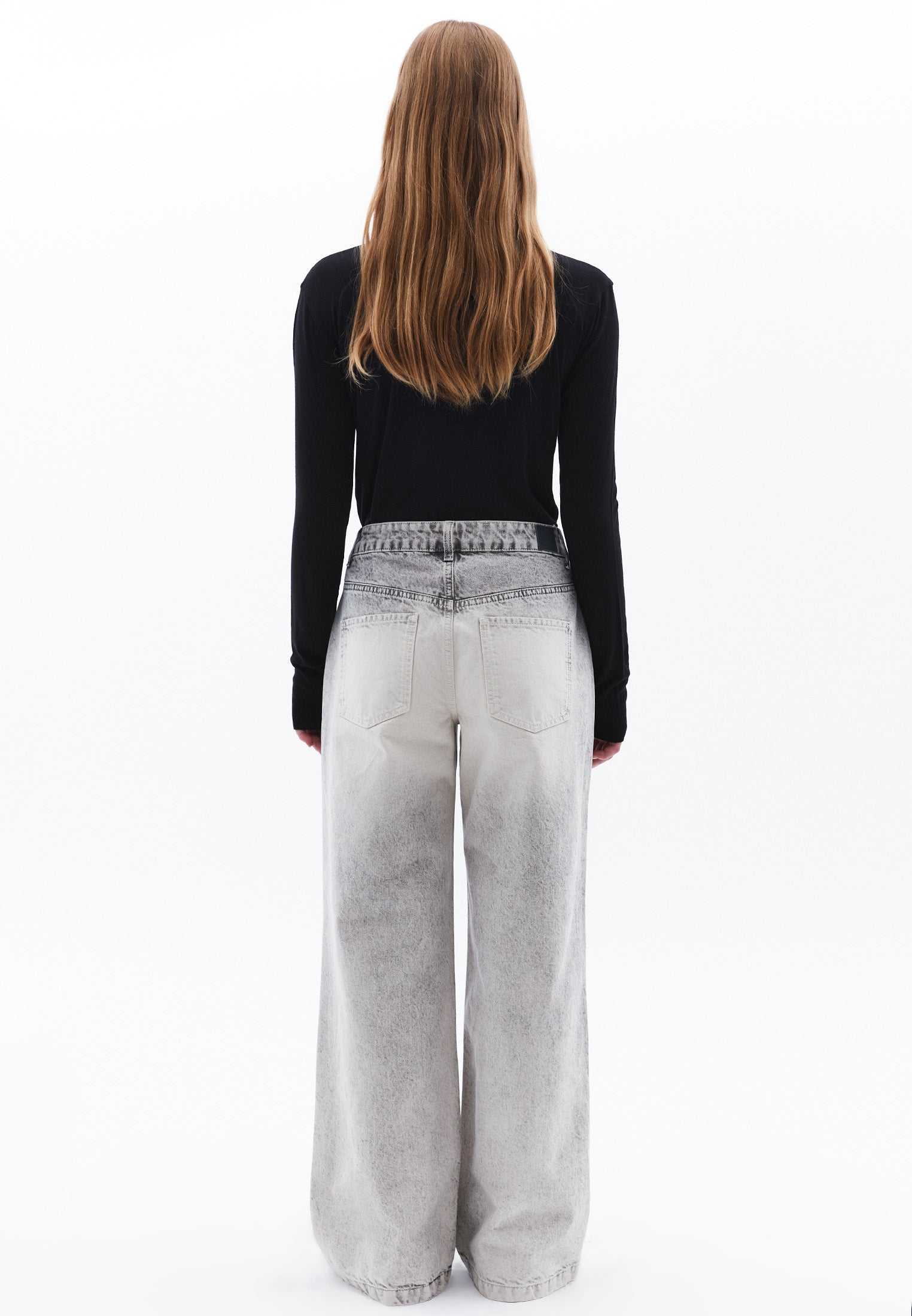 Five Pocket Wide Leg Pants - LIGHT GREY DENIM
