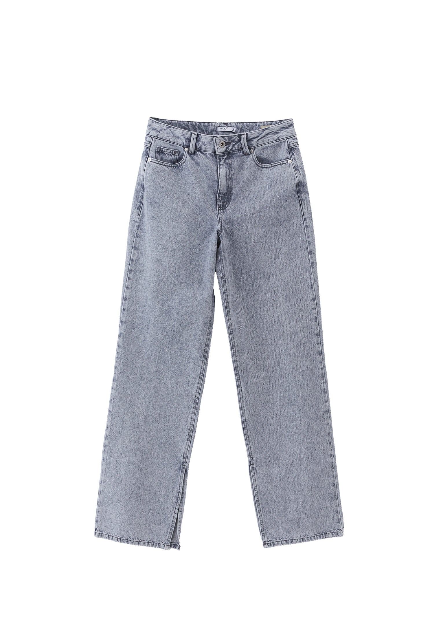 Straight Leg Five Pocket Denim Pants - LIGHT GREY DENIM