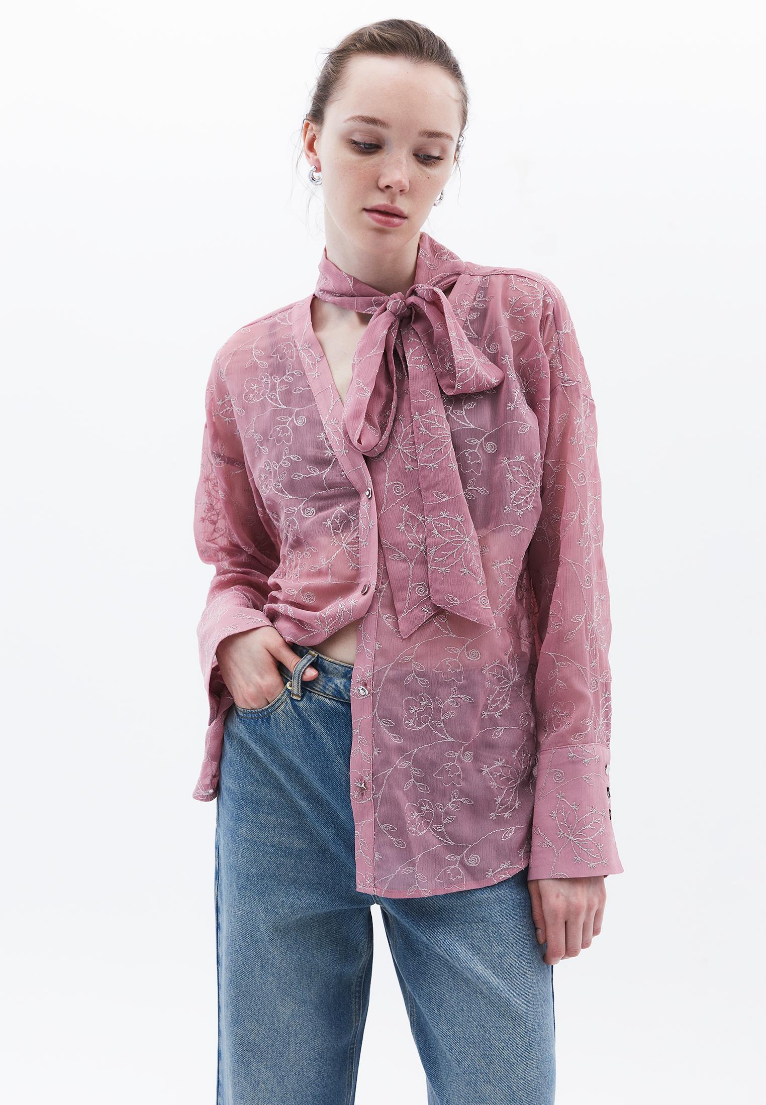 Shirt With Scarf Detail - LILAS