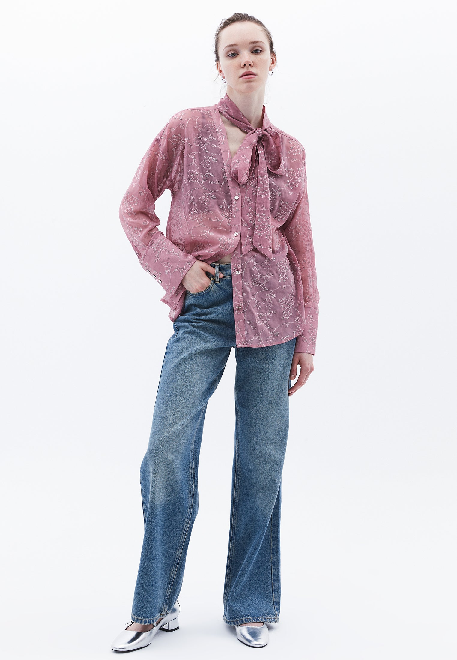 Shirt With Scarf Detail - LILAS