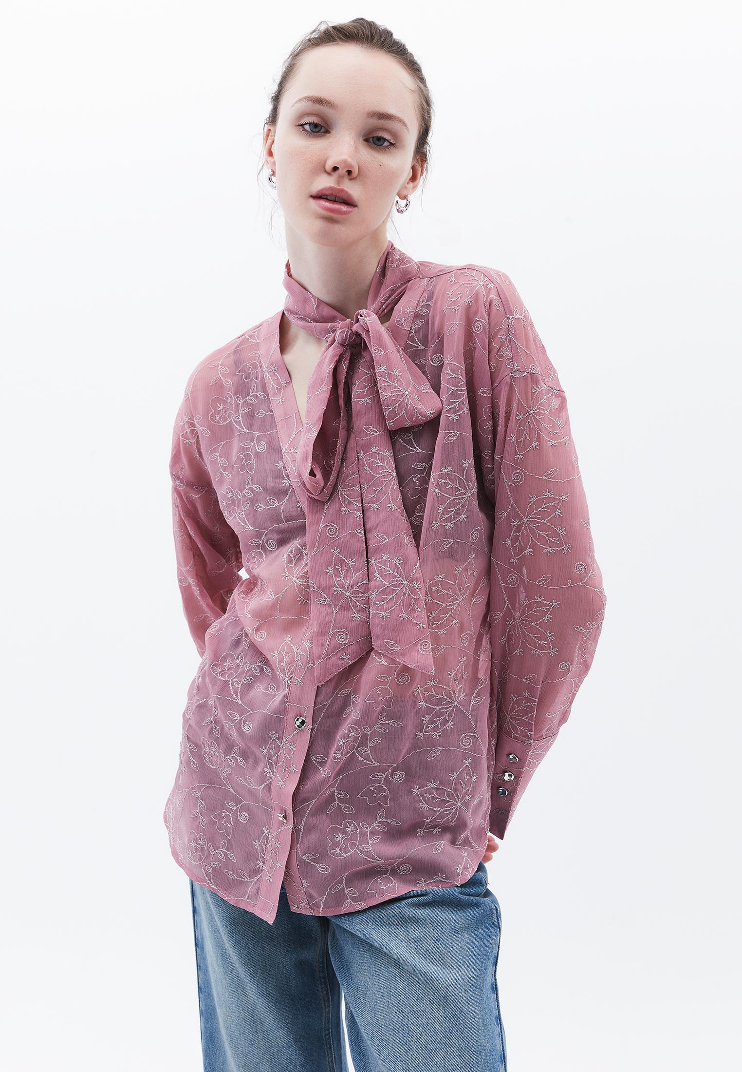 Shirt With Scarf Detail - LILAS