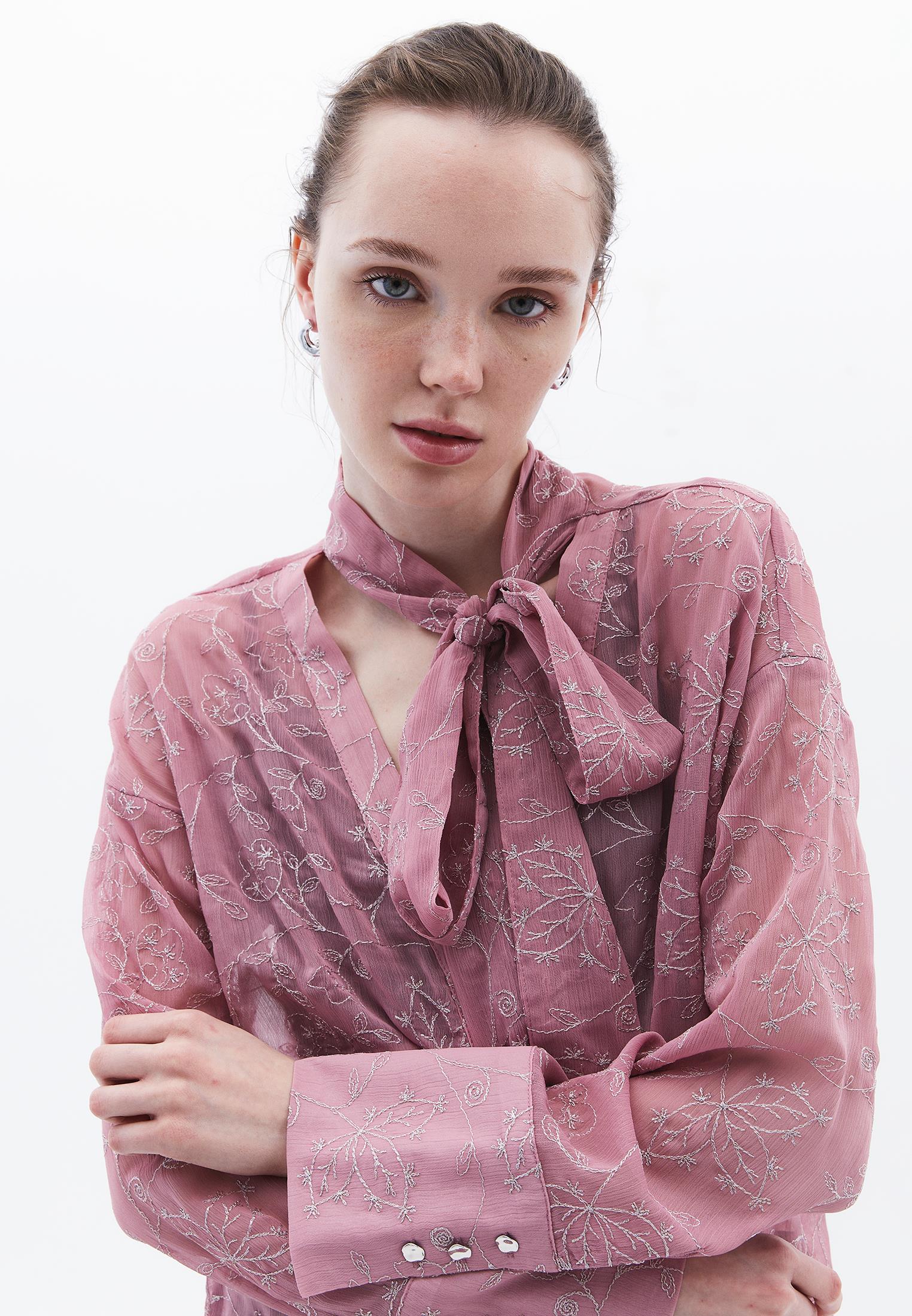 Shirt With Scarf Detail - LILAS