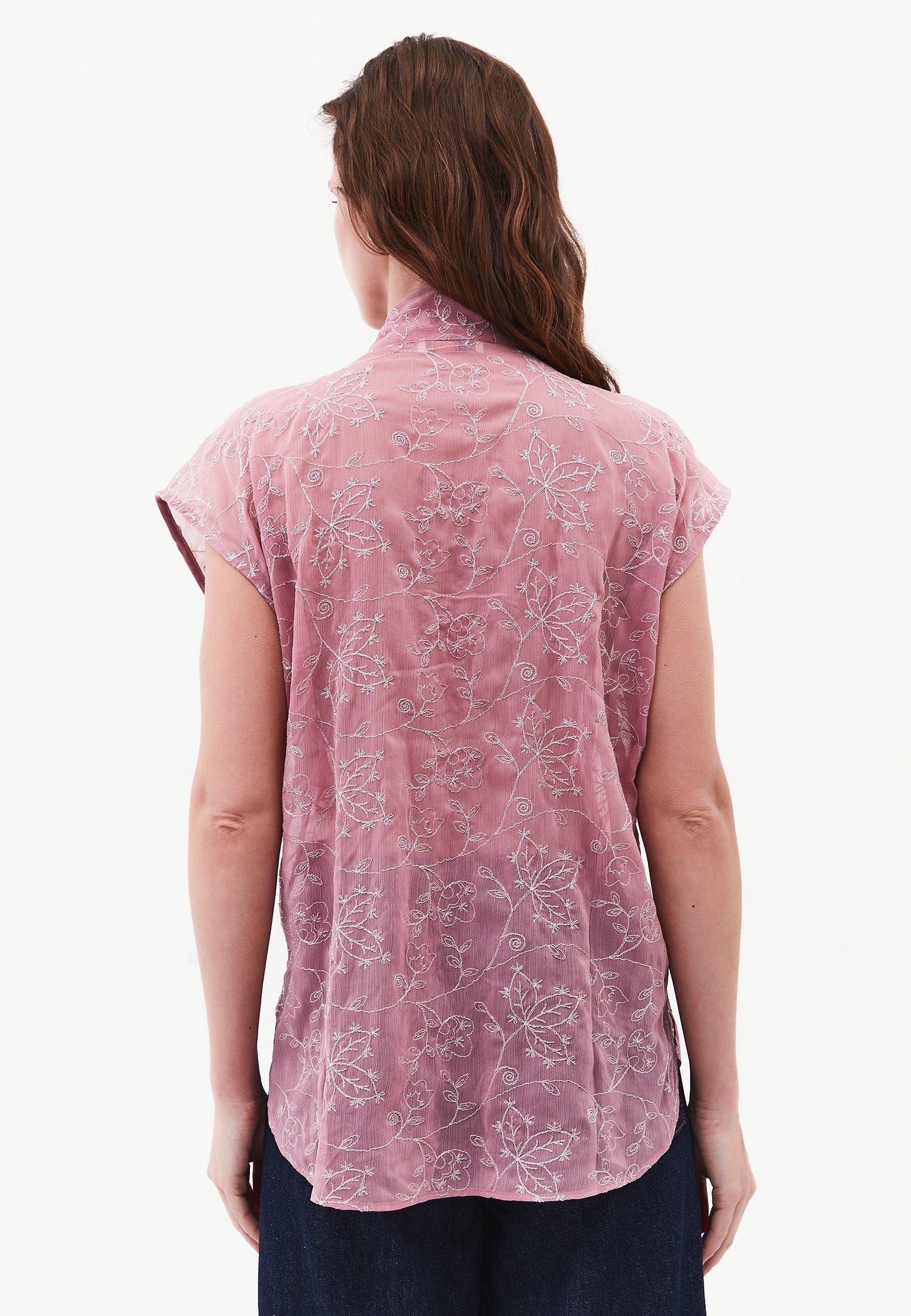 V-Neck Glitter Long Sleeve Shirt - LILAS
