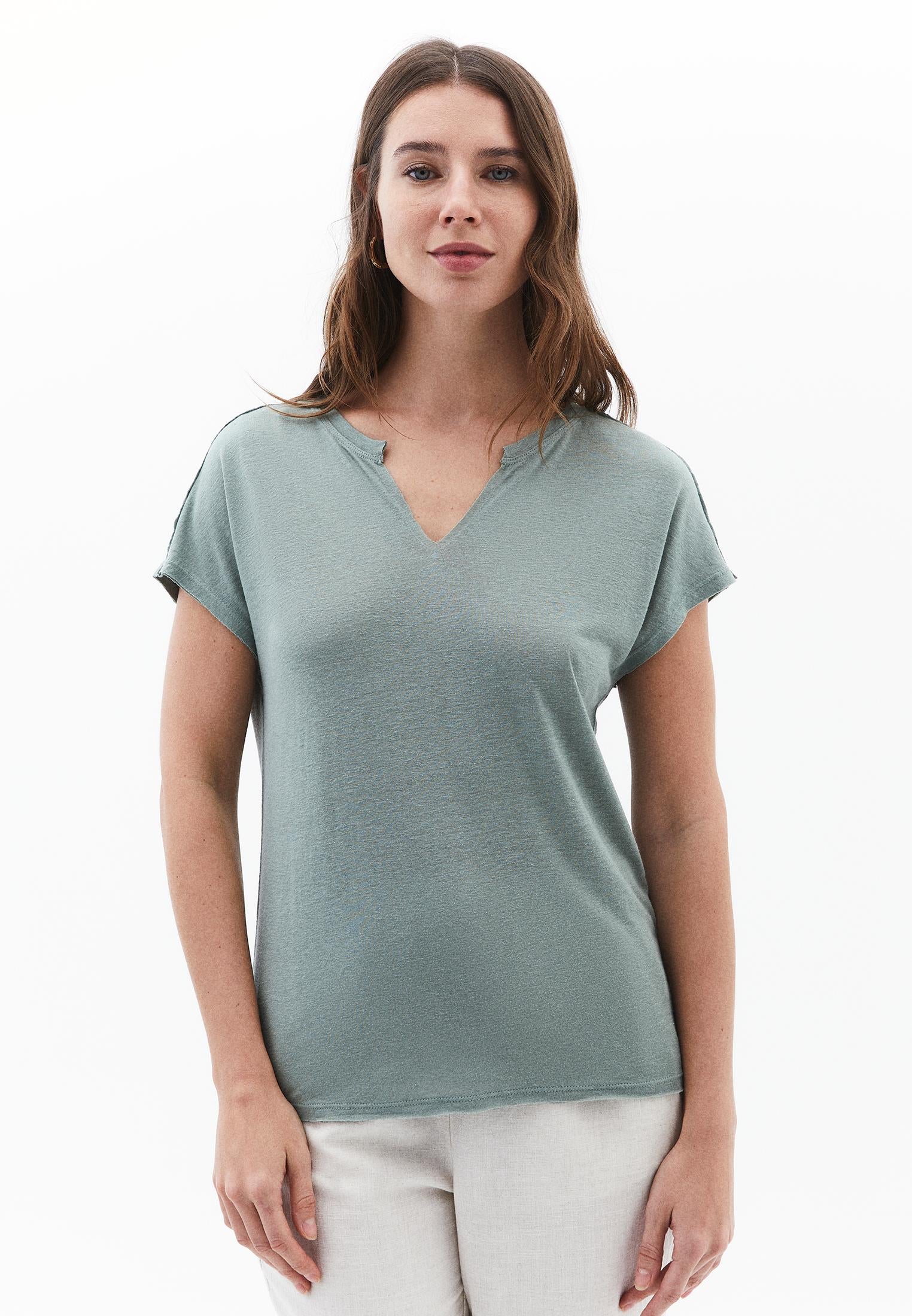V Neck Short Sleeve T-Shirt - LILY PAD