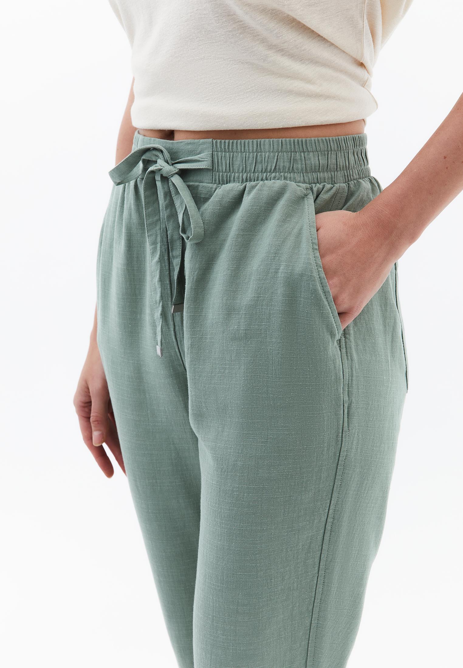 Carrot Cut Linen Pants - LILY PAD