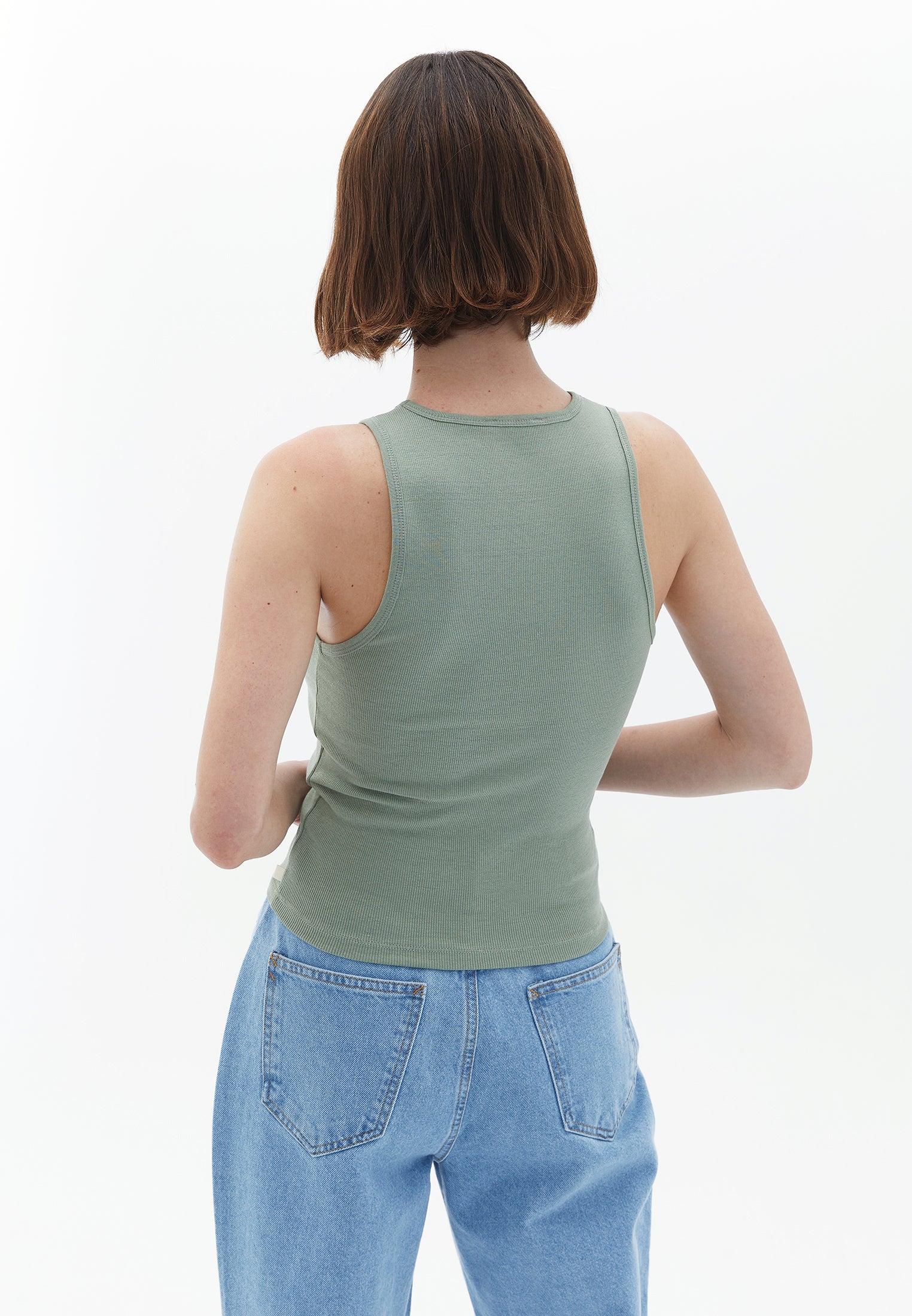 Sleeveless V Neck Tank Top - LILY PAD