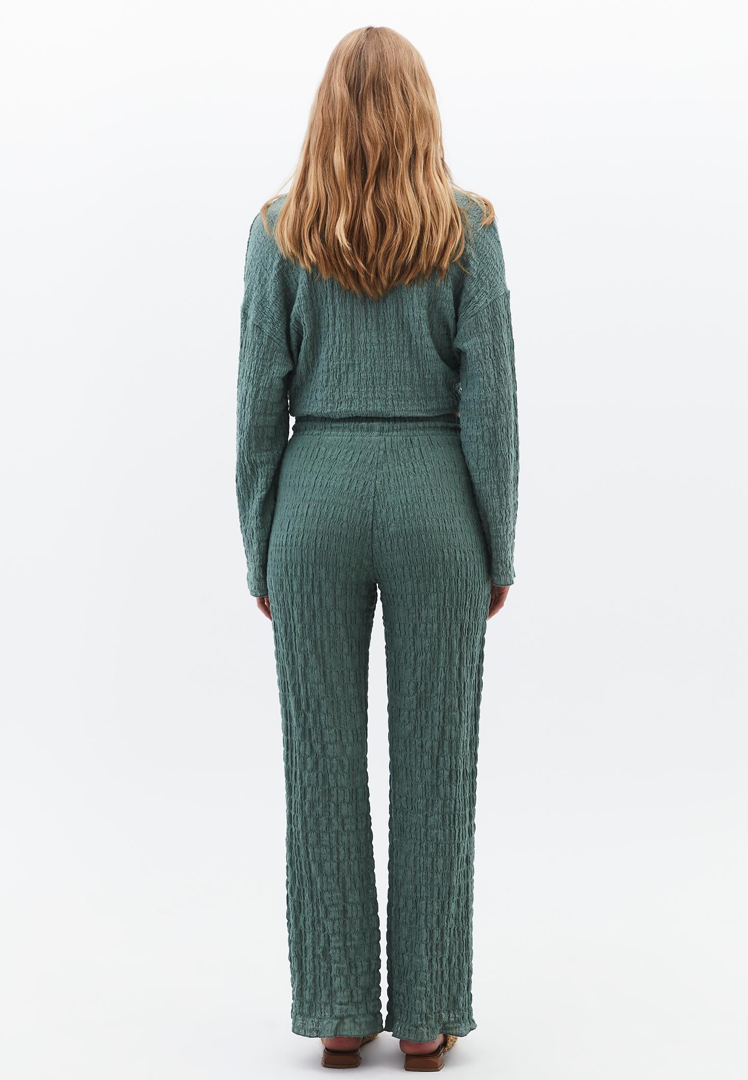 Wide Leg Cotton Pants - LILY PAD